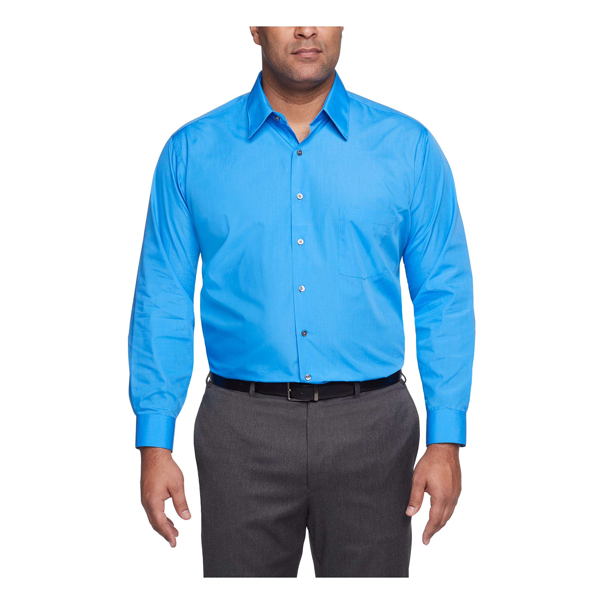 Van Heusen Men's Tall Dress Shirt Big Fit Poplin, Pacifico, 18.5" Neck 34"-35" Sleeve