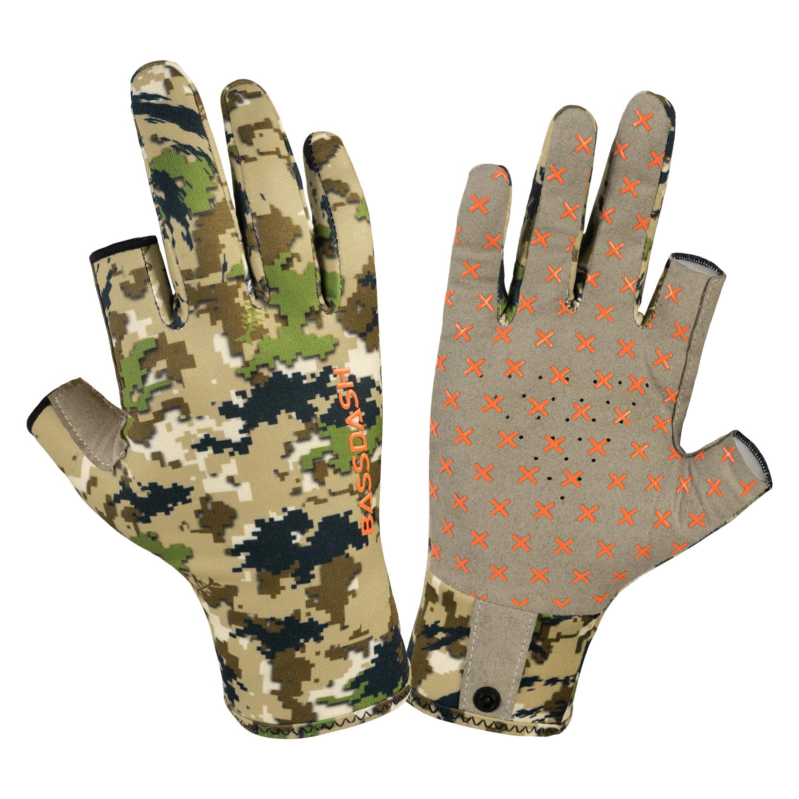 BASSDASH Guantes unisex de caza con forro polar sin dedos para clima frío, UPF 50+, ligeros, para fotografía de pesca, HG06