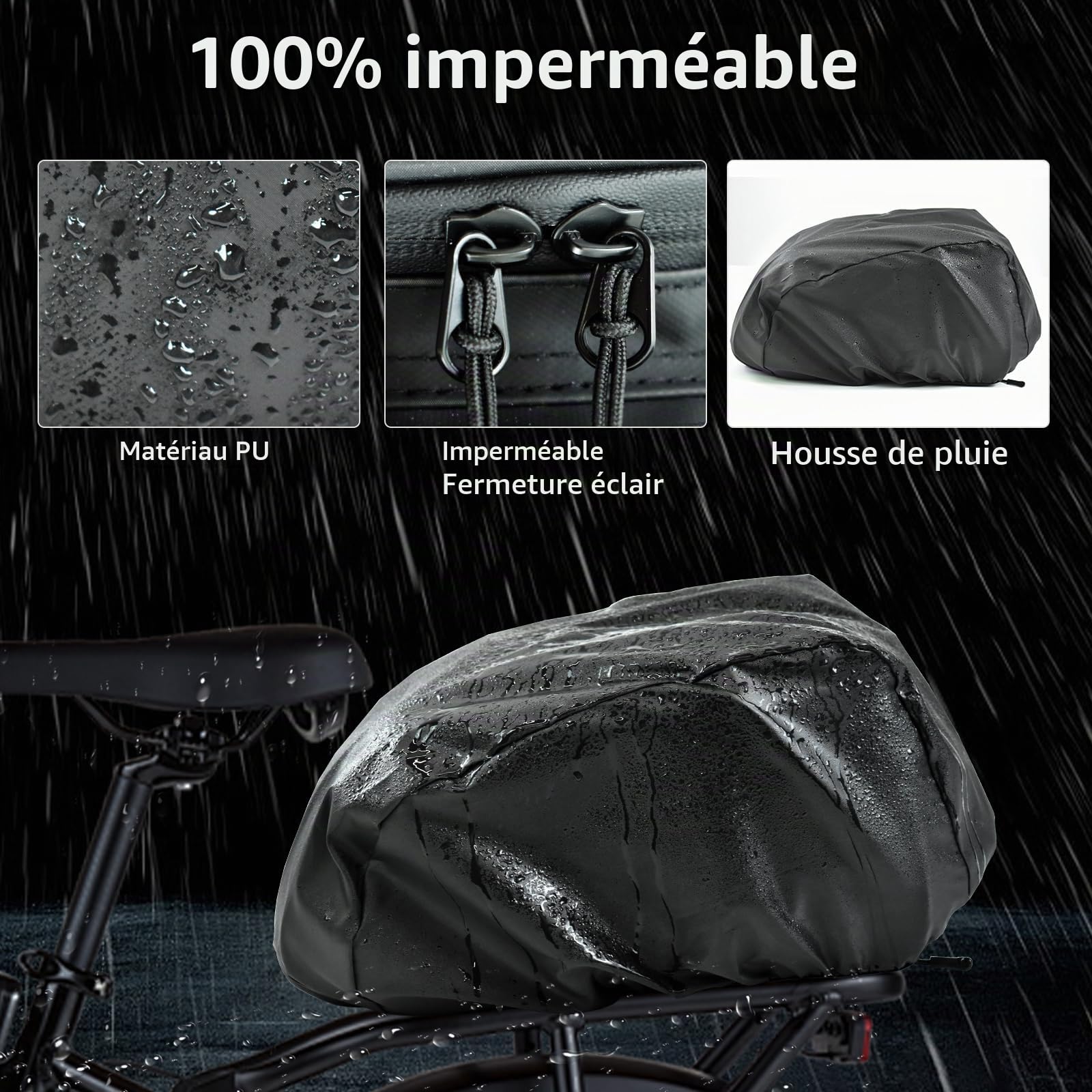 AUMTISC Sac Bicyclette pour Porte-Bagages, 15L étanche et réfléchissant Sac Bicyclette pour Porte-Bagages avec Ceinture à l'épaule et Porte-Bouteilles avec Protection Contre la Pluie