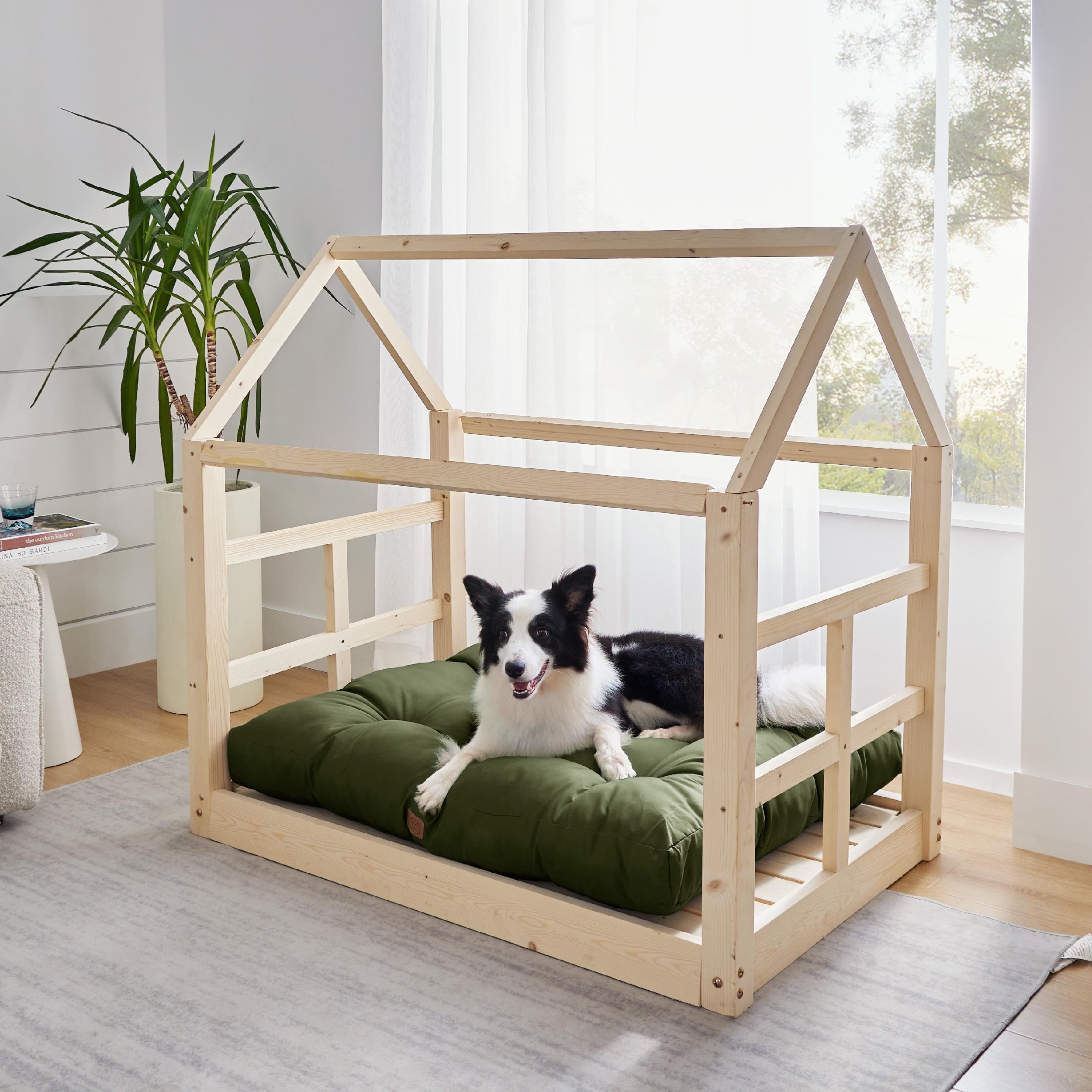 Bedsure - Cuccia impermeabile per cani, XXL-XL, materasso lavabile in tessuto Oxford, cuscino per cani resistente all’acqua, per gabbie, verde scuro, 120 x 90 x 10 cm