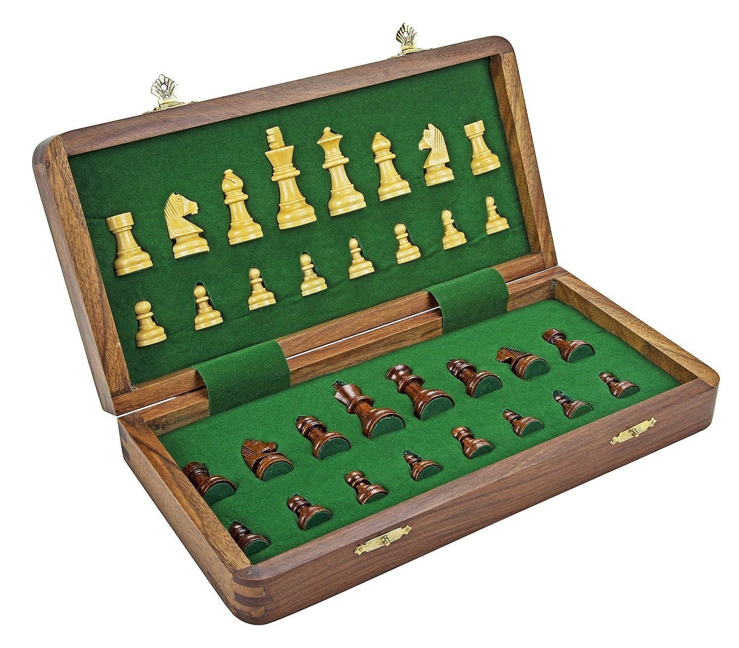 Modfash Schachbrett-Set aus Holz, magnetisch, 30,5 cm, mit magnetischen Stücken, handgefertigt.