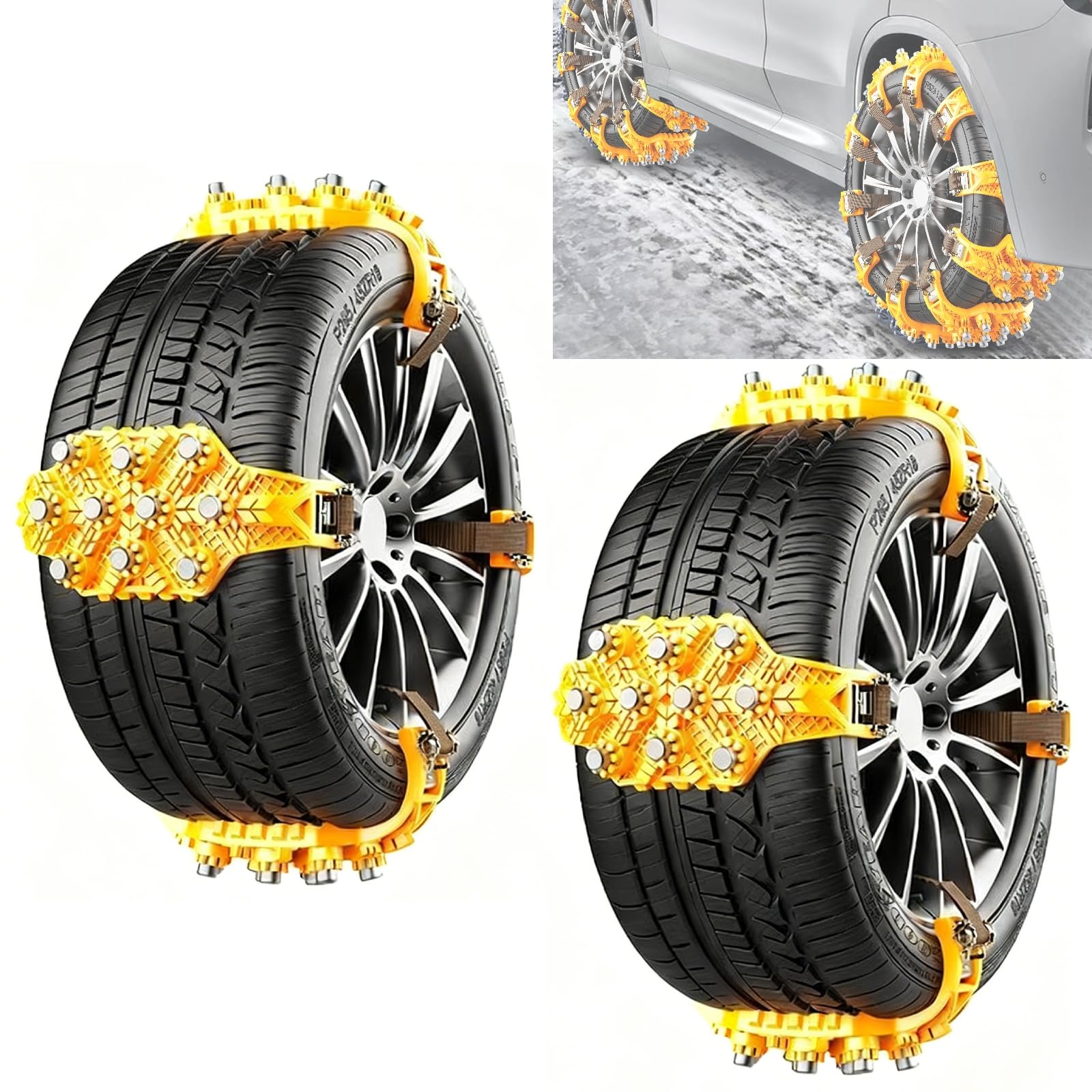 8 Piezas Cadenas Nieve para Coches, Universal Neumáticos Invierno Cadenas de Seguridad para Ancho Neumáticos 165-265mm, Cadena Nieve de Neumático para Vehículos de Emergencia Camiones y SUV