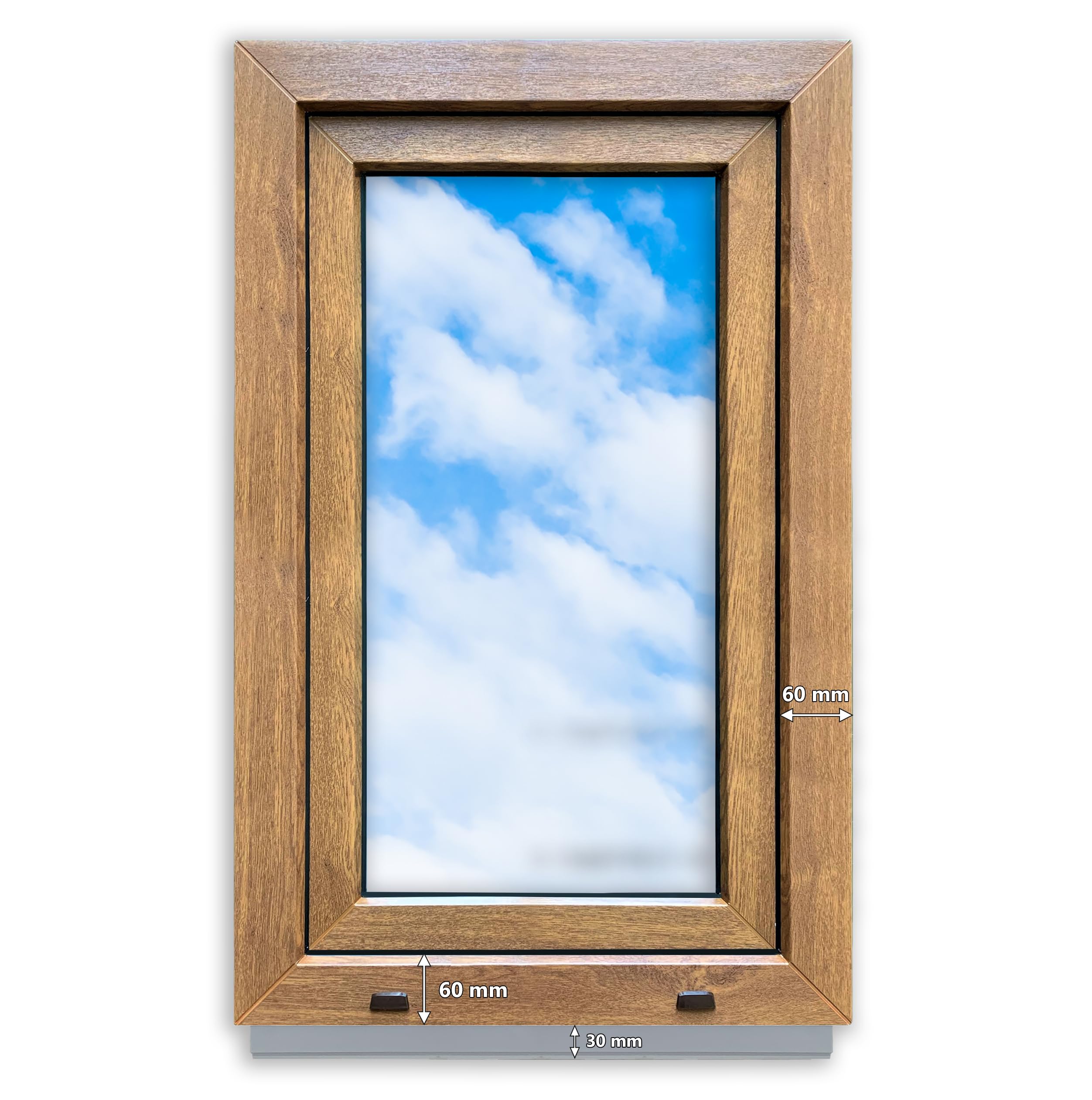 LORAC | Finestra in PVC Rovere dorato-bianco, 500x800mm, DIN Sinistra, inclinabile e apribile, doppio vetro, a risparmio energetico – Finestra con certificato CE per cantina e appartamento