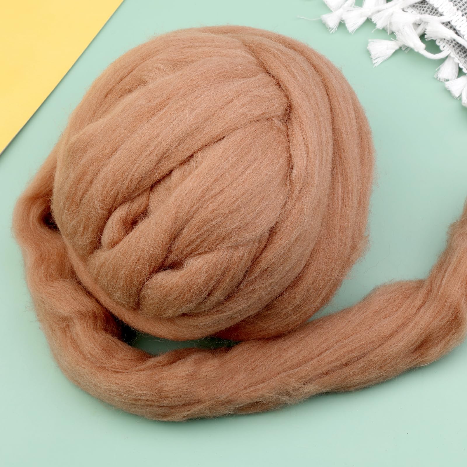 Wełniane rowingi luzem – 250 g, gruba przędza wełniana, do filcowania igłowanego, miękka wełna filcowa, do ręcznego wirowania, filcowania, mieszania, tkania i rękodzieła, kawowy brąz