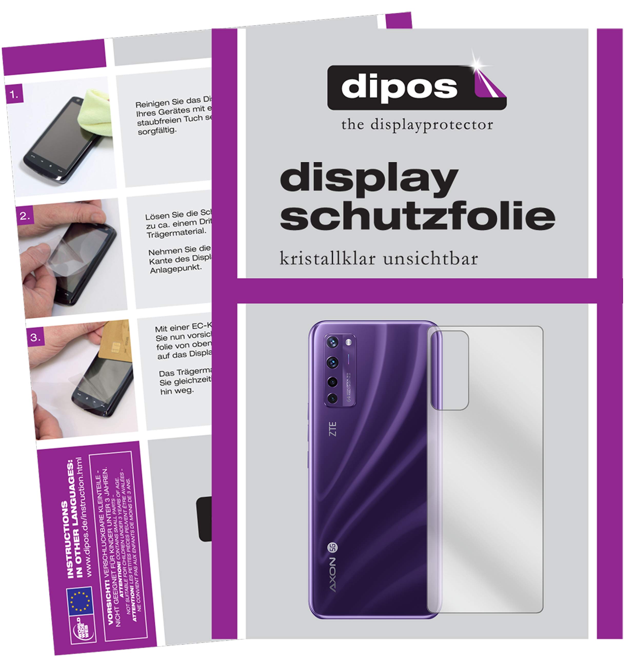 Dipos - 6x Pellicola Protettiva Antiriflesso Compatibile Con Zte Axon 10s Pro 5g Posteriore Pellicola Di Protezione 4051837491277