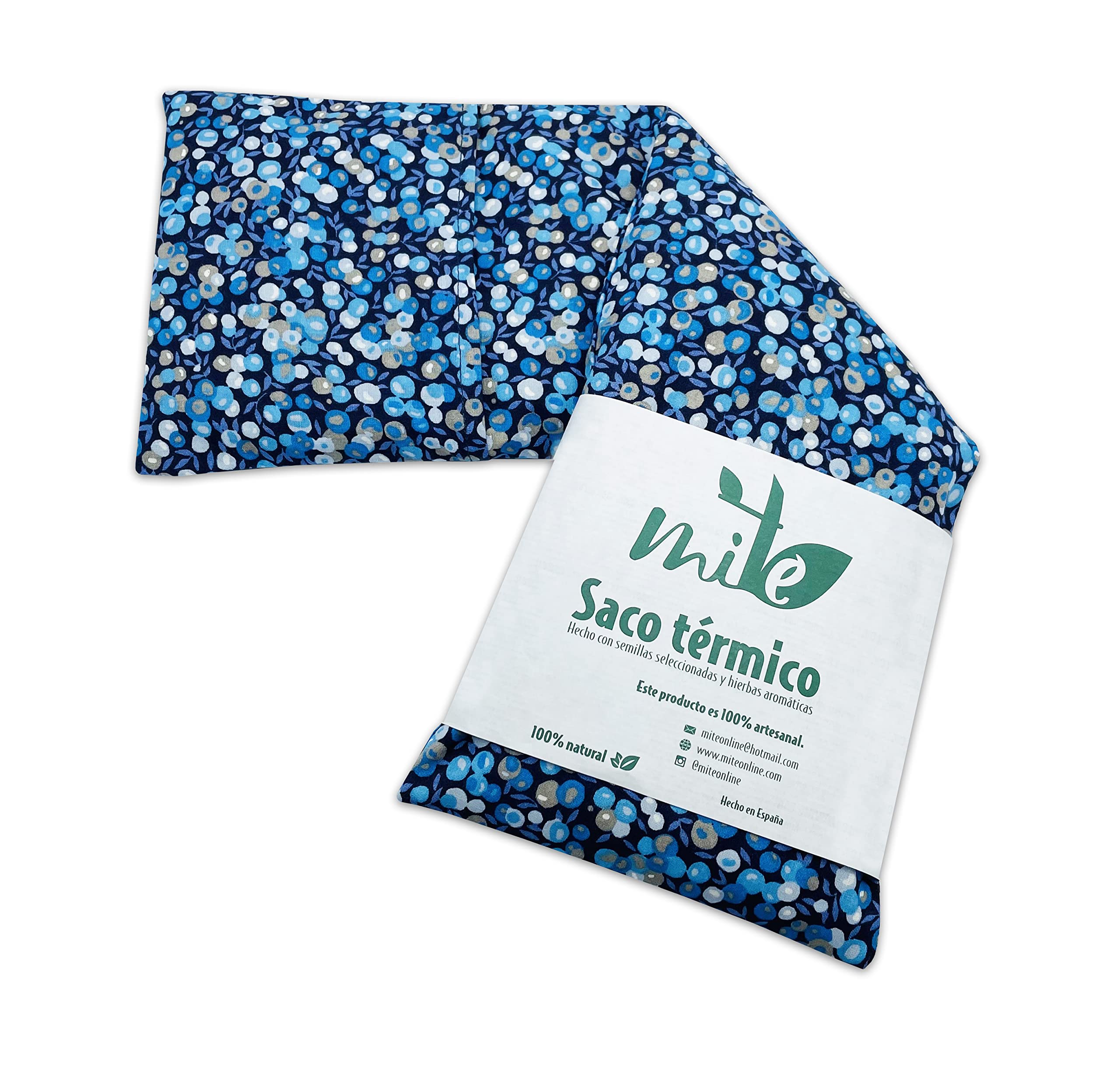 Saco térmico de semillas y lavanda con funda (50cm x 16cm) (Arándano blue)