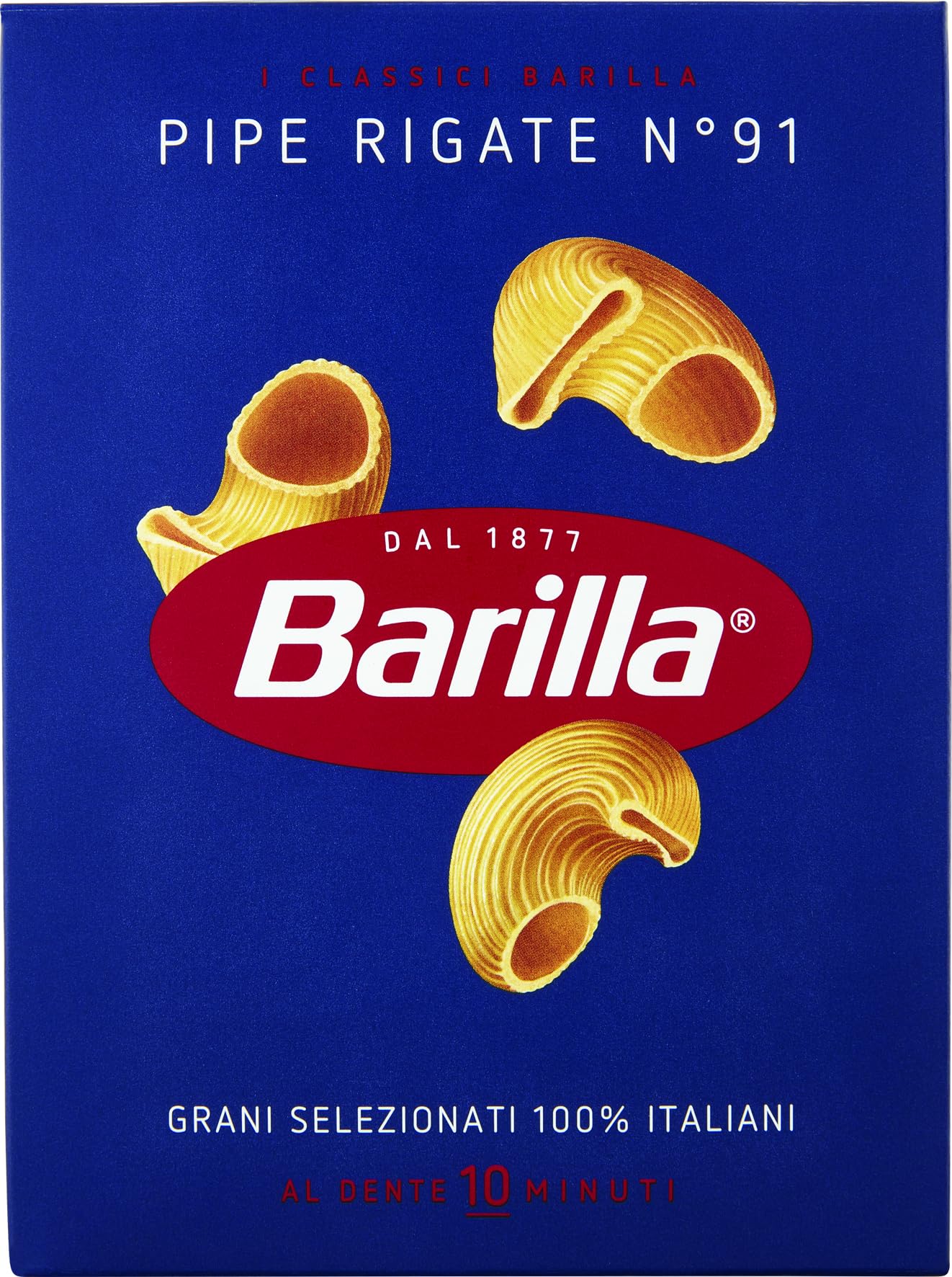 4X Paste Barilla Pipe Small Blue Striped N.91 Durum Wheat Hard Italian 4x500g