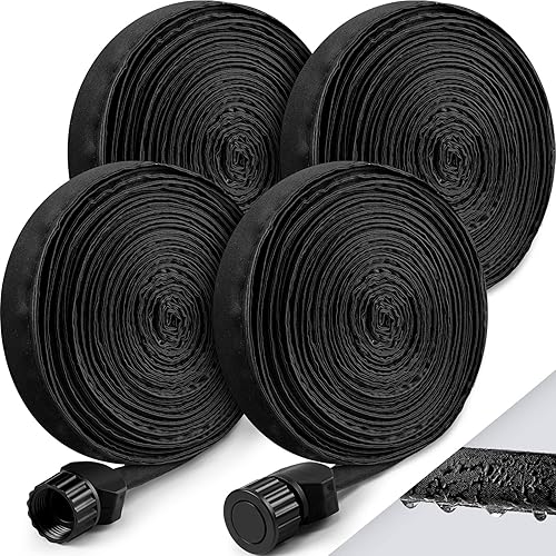 4 mangueras planas de remojo de 12 pulgadas, mangueras de goteo consistentes a prueba de fugas, ahorra 80% agua, manguera de riego de doble capa