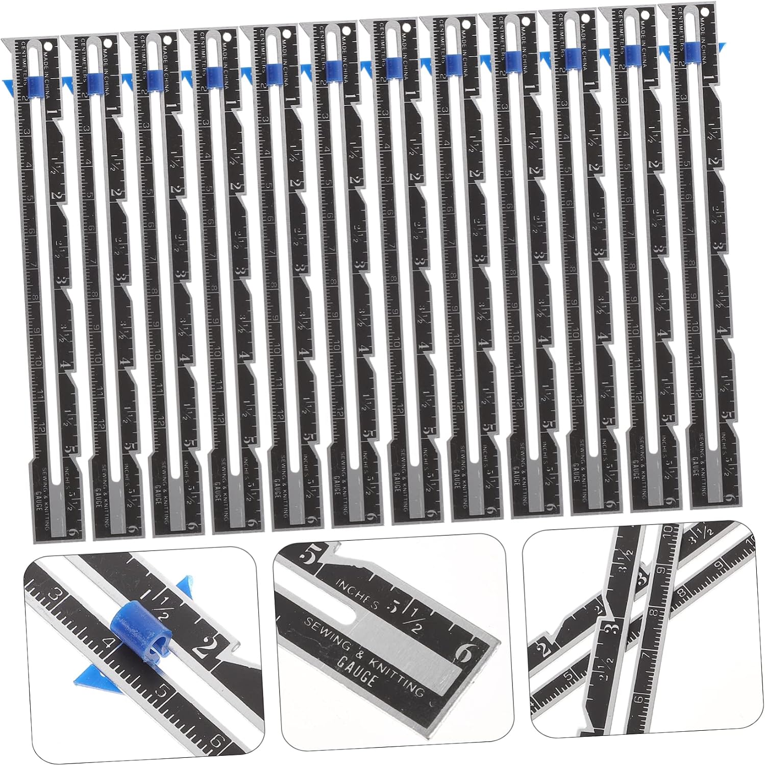 12pcs Sewing Gauge Ruler with Sliding Markers Quilting Ruler for Beginners Measuring Tool for Knitting and Crafting Durable Gauge for DIY Projects