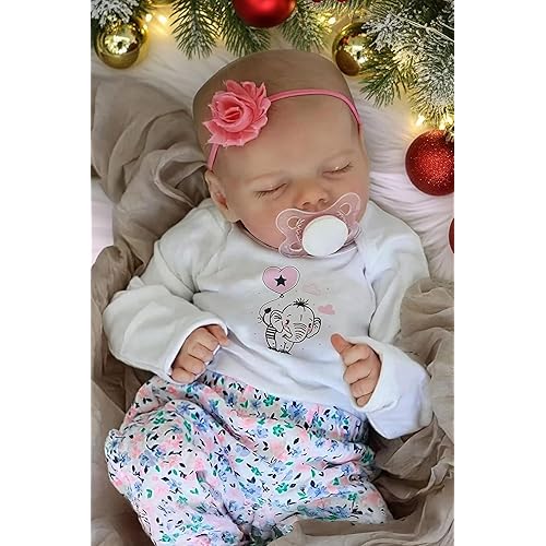 JIZHI Lifelike Reborn Baby Dolls Girl, 17 Inch Real Baby Doll Soft Body Realistic Newborn Vinyl Silicone Baby Doll Full Body Poseable Real Life Baby Dolls with Feeding Kit Gift Box for Kids Age 3+
