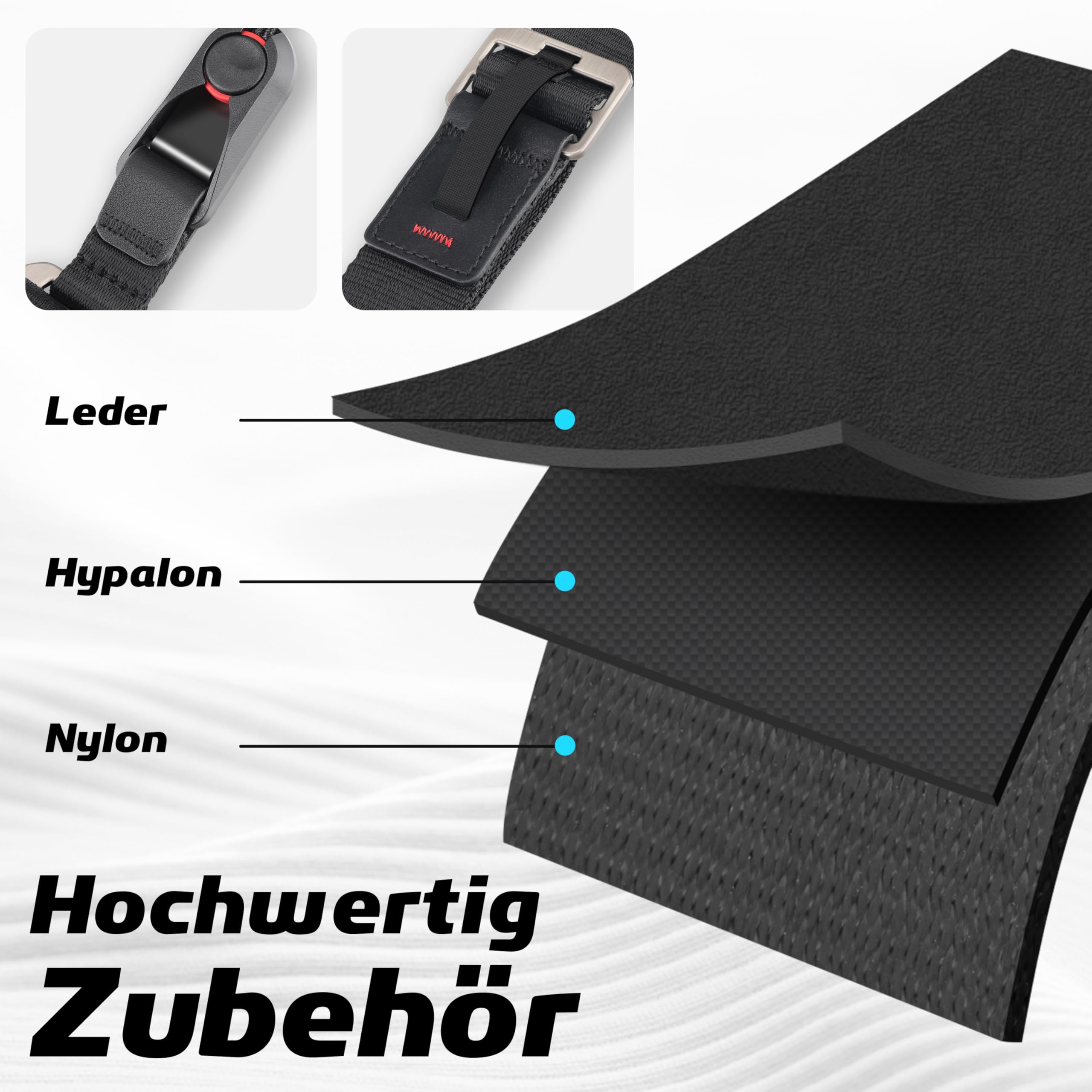 Sunya Kameragurt mit Schnellverschluss. Hergestellt aus fortschrittlichem Nylon, einhändige Einstellung, kompatibel mit allen Kameras, max. Belastung 90 kg (Schwarz)
