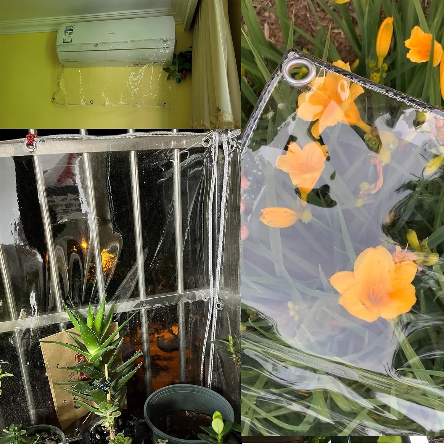 Bâche Transparente 2.7mx3m pour Pergola avec Œillets Extérieur imperméable, 420 g/m² Protection pour Mobilier de Jardin, Terrasse, Serre, Plantes - Personnalisable
