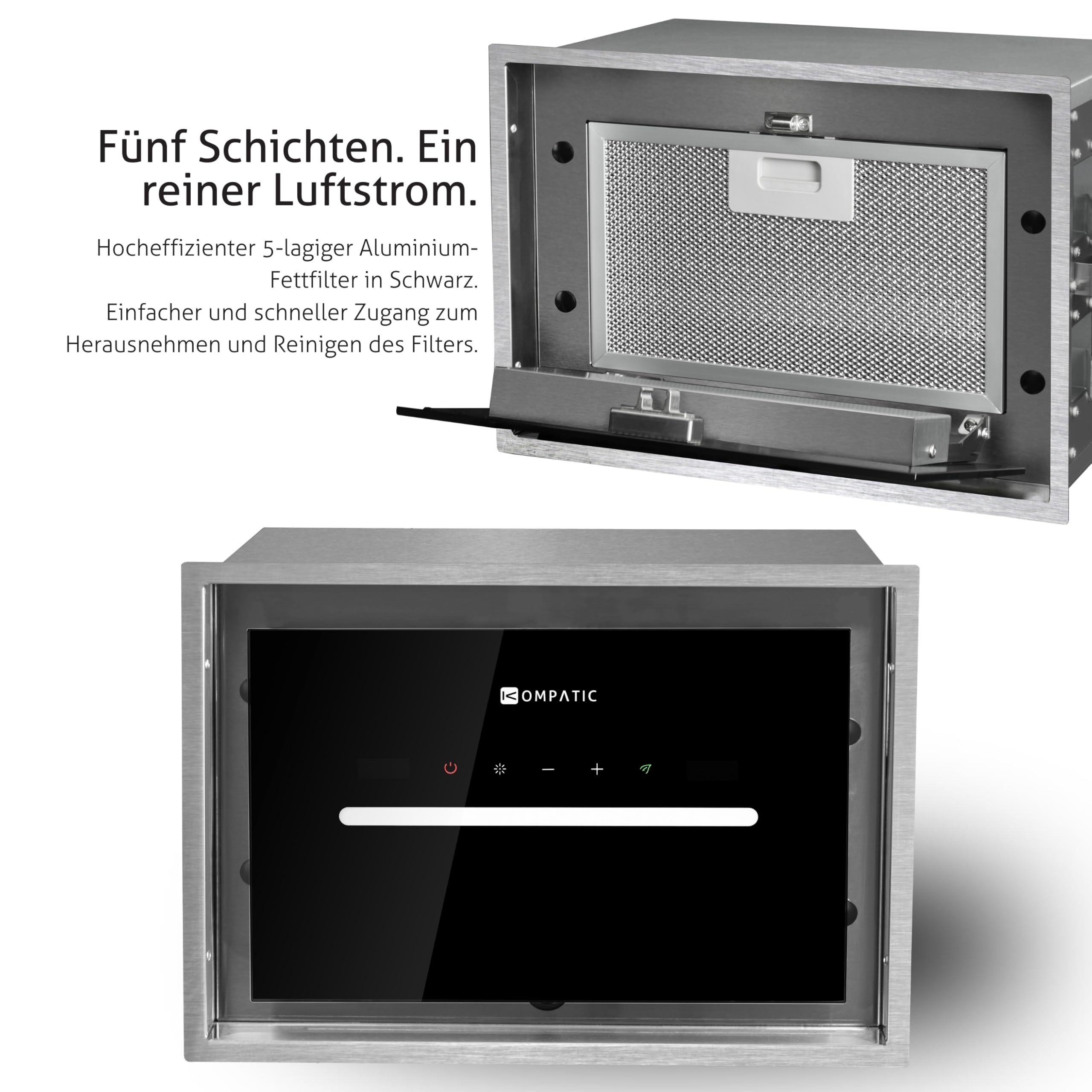HANA 40 KPHN40BIS Einbau Dunstabzugshaube, A++, 40 cm, 450 m³/h, Gestensteuerung, Touch, Fernbedienung, Dimmbare LED, 3 Geschwindigkeiten + Boost