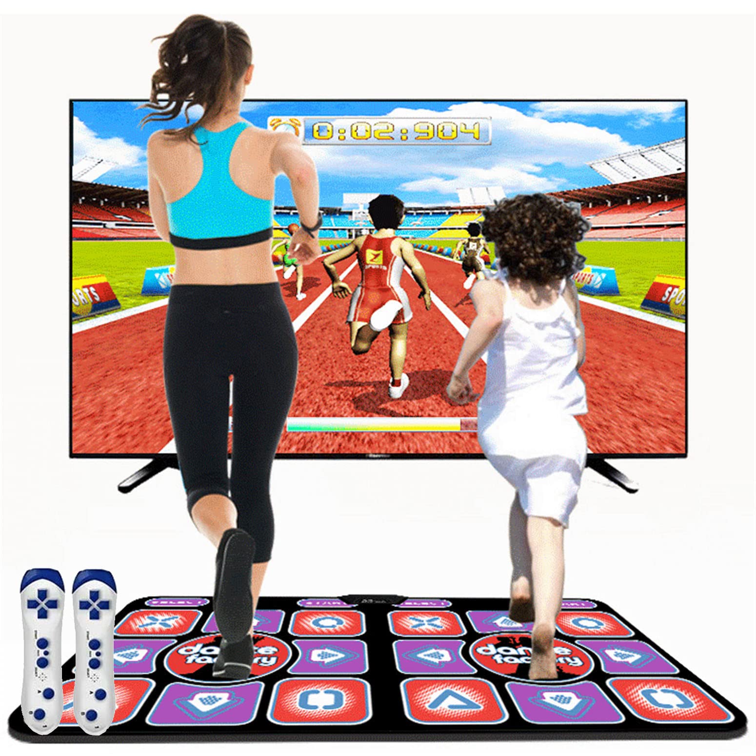 Dance Mat for Kids Adults, Double User with Wireless Handle Somatosensory Remote Control, Non-Slip Dance Pad Game for PC TV, Toys Gift for Girls Boys