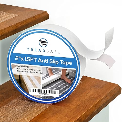 TREADSAFE Cinta de agarre transparente para escaleras, tiras de agarre antideslizantes para escaleras, cinta de fricción antideslizante para
