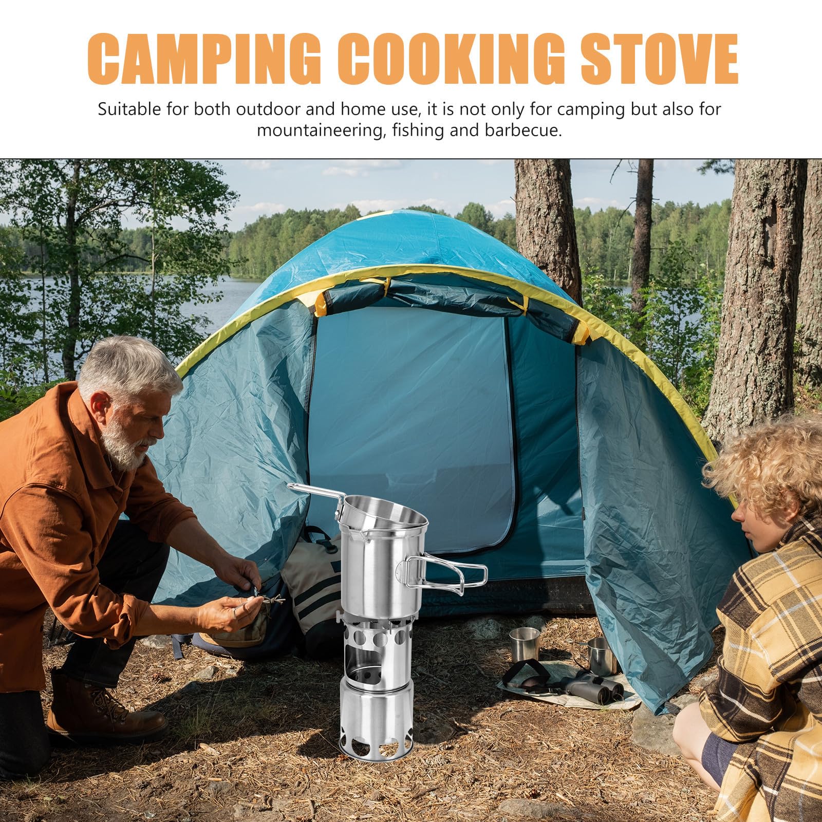 Casserole Portable de Camping en Acier Inoxydable Argenté, Compacte