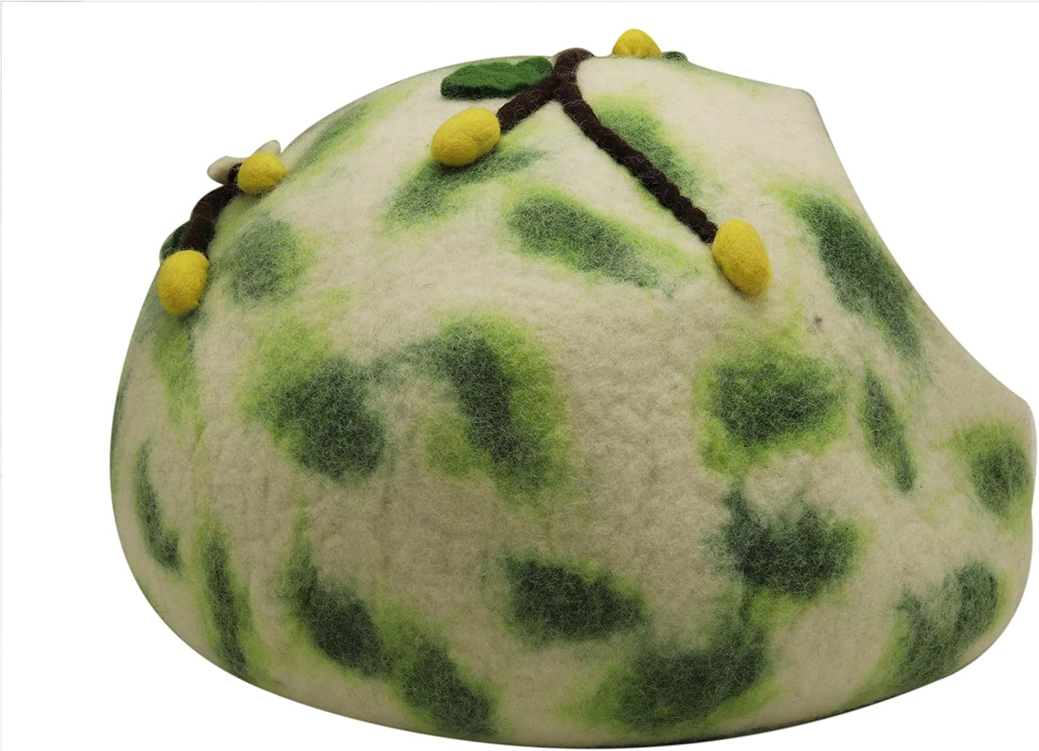 Felt Cat Cave — Handmade Wool Cat Bed for Indoor Cats, Cute Cat Bed, Fits 1 Large or 2 Small Cats, Flower Climber Design, Natural Wool Cat Cave, Cozy Cat House Hideaway