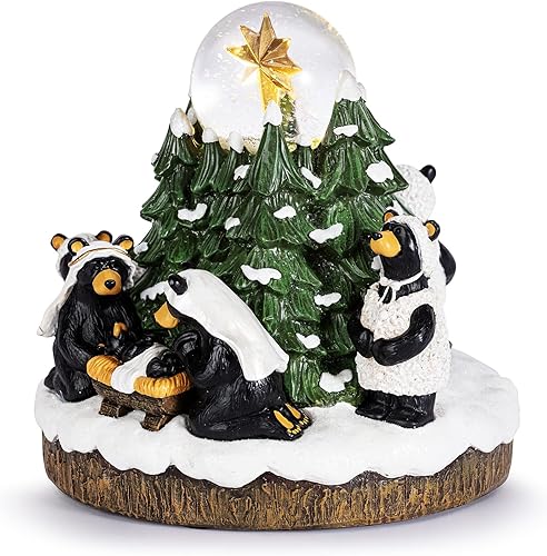 Miniatura 2 de Beartivity Festive Green - Globo de nieve musical navideño de resina de 7.5 pulgadas