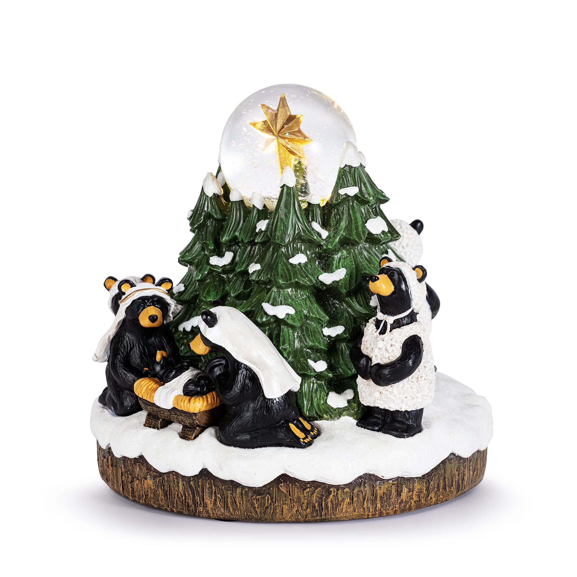 Beartivity Festive Green 7.5 inch Handcast Resin Christmas Musical Snow Globe