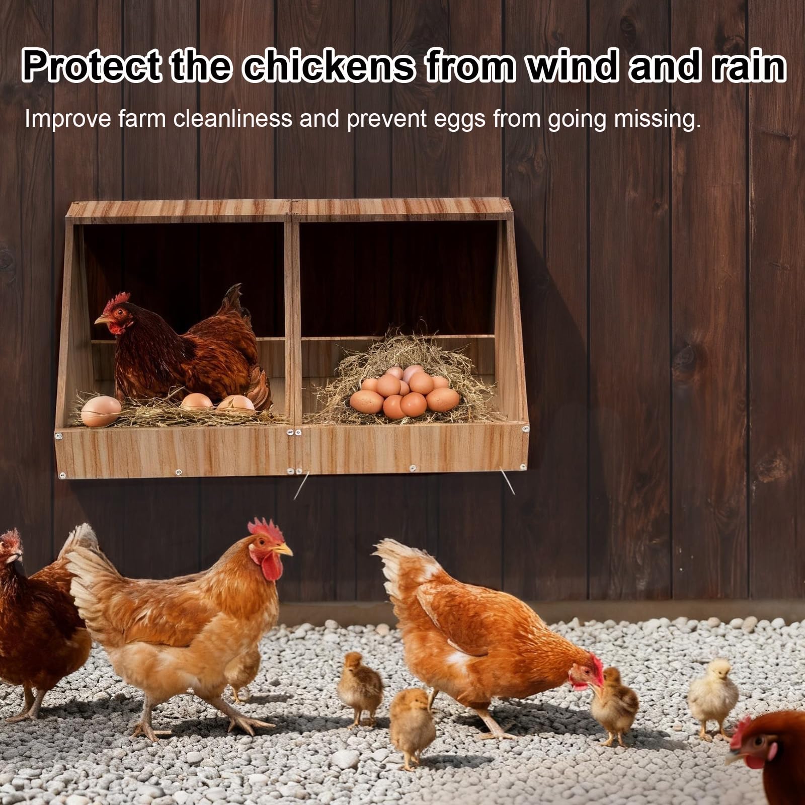 Carbonizado Y Pintado Nido para Gallinas Ponedoras | 2 Piezas, 35,3 x 35,3 x 34,2 cm,Nidos para Gallinas De Montaje En Pared,CREA Un área Segura para La Recolección De Huevos