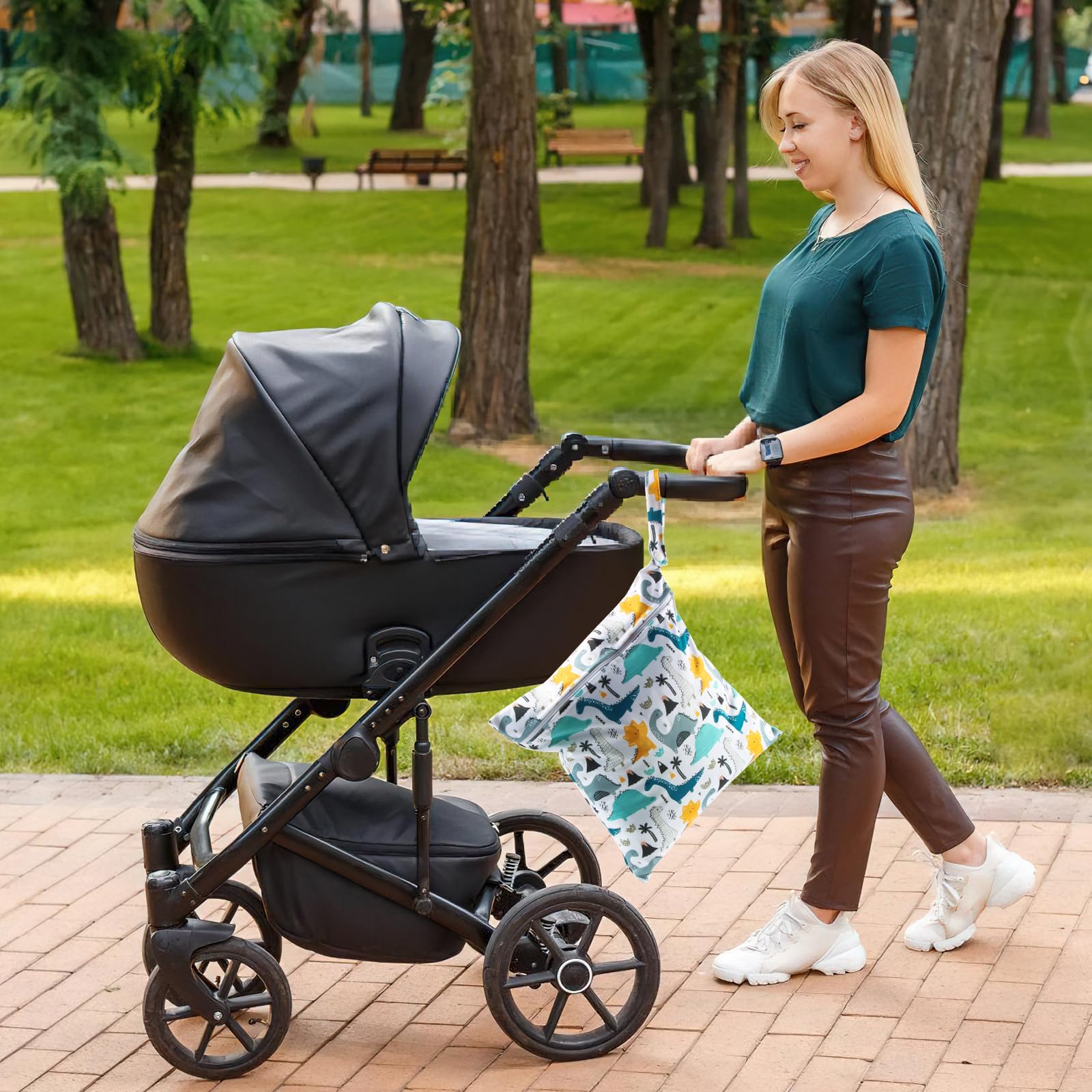 Borsa per Pannolini Lavabili, 2 Pezzi Wet Bag Impermeabile con Cerniera, Riutilizzabile