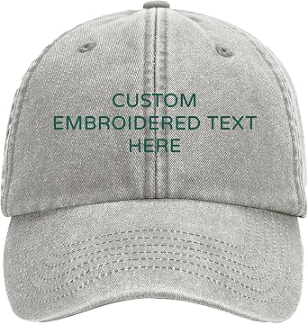 Personalised Embroidered Baseball Cap Custom Name Text Vintage Washed Adjustable Cotton Dad Style Hat Custom Gift for Him Her Mum Dad 15 Colours