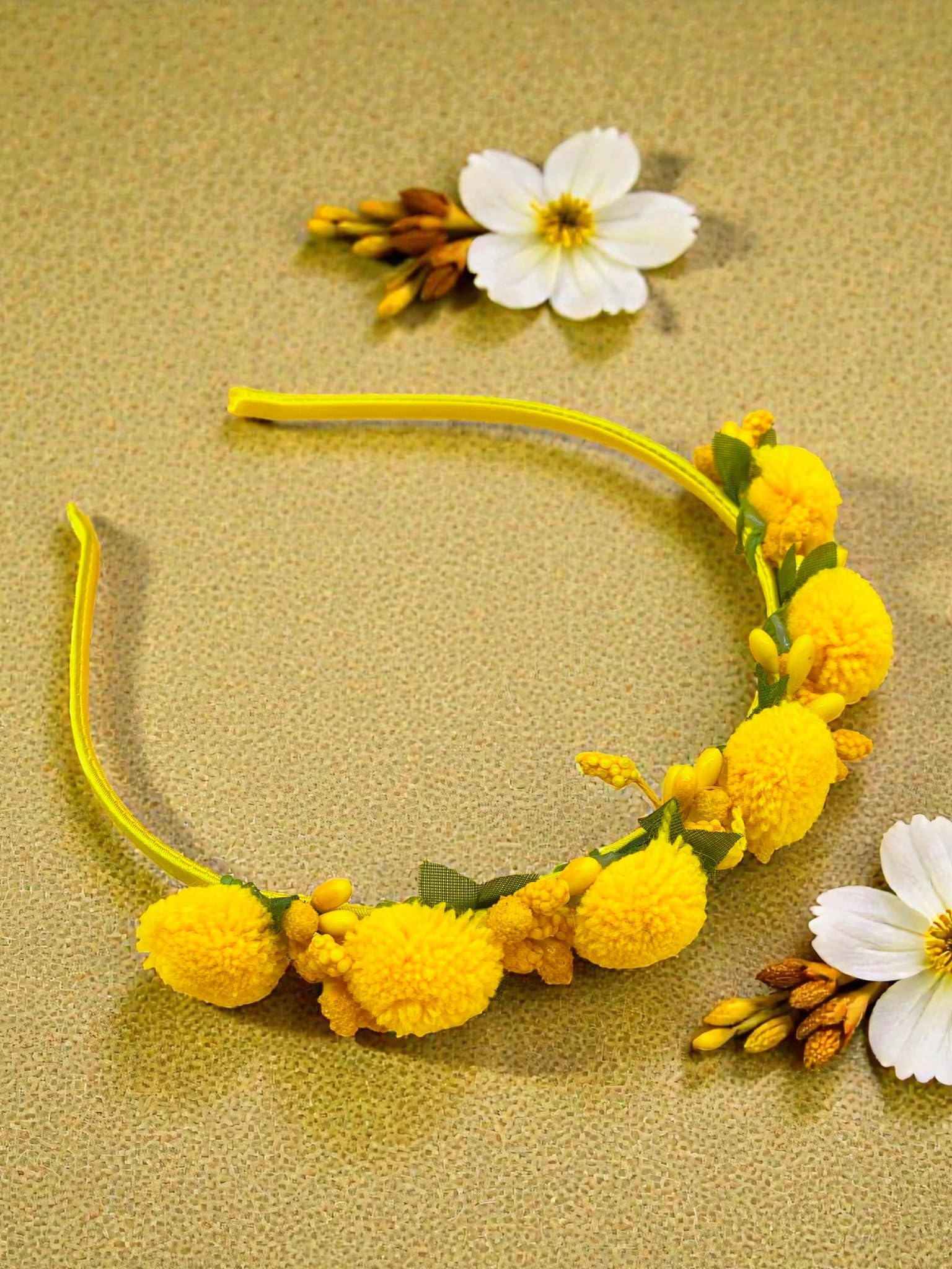 Stylish Floral Hair Bands HeadbandsHandmade Hair Accessories for Girls & Women, Yellow (01 Pcs)-image-30