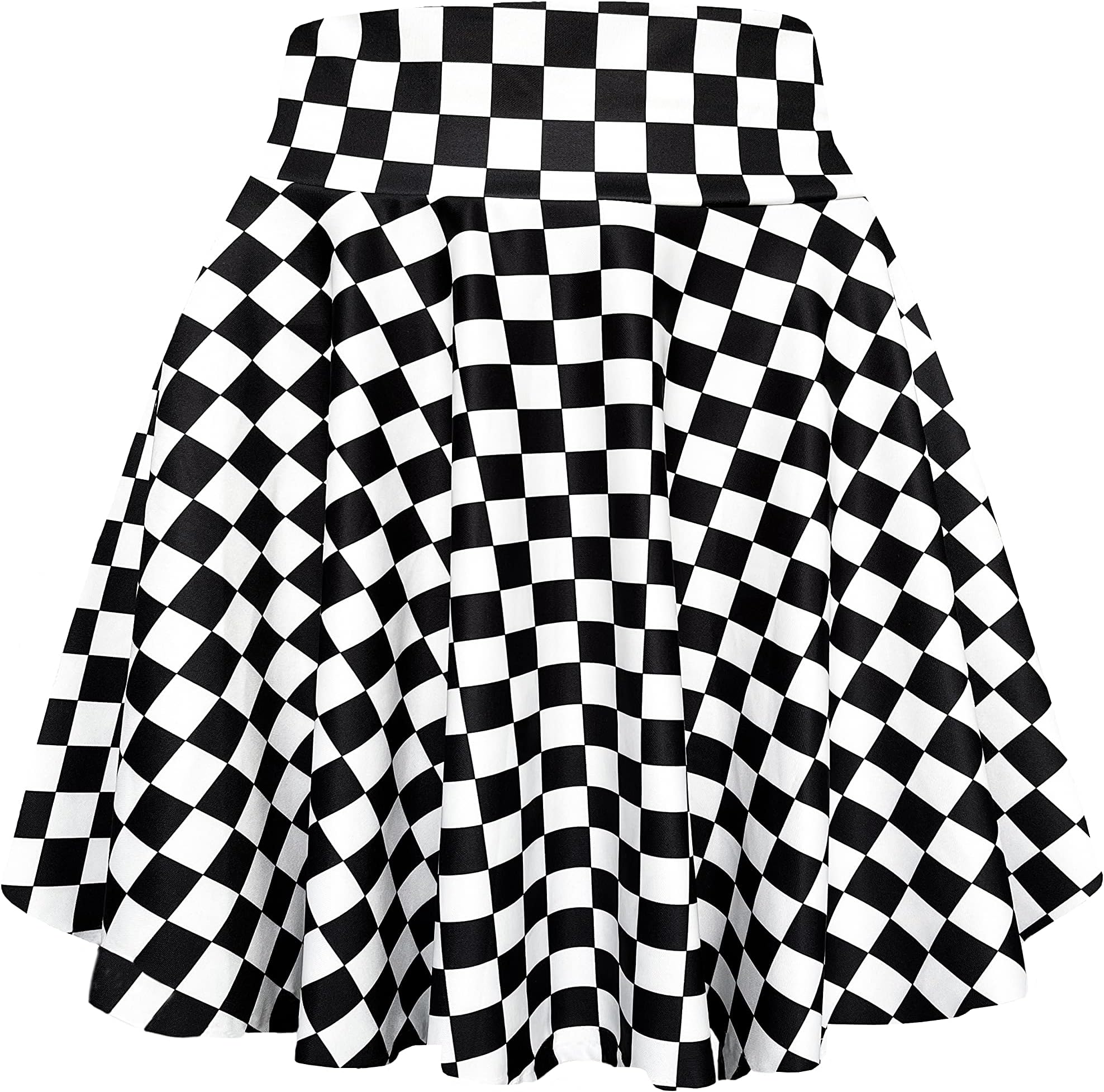 AfibiWomen's Casual High Waisted Mini Flared Print Pleated Skater Skirt