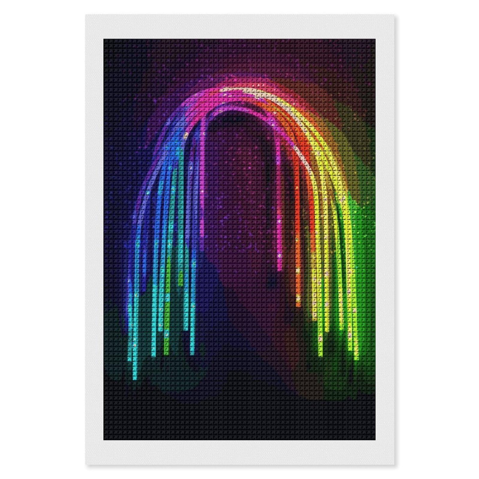 FodPand Rainbow Neon 5D Diamond Painting Kits for Adults Beginners Full Drill Square Diamond Dots Pictures Gem Art Supplies for Home Wall Room Decoration DIY Craft Set Gift 8x12