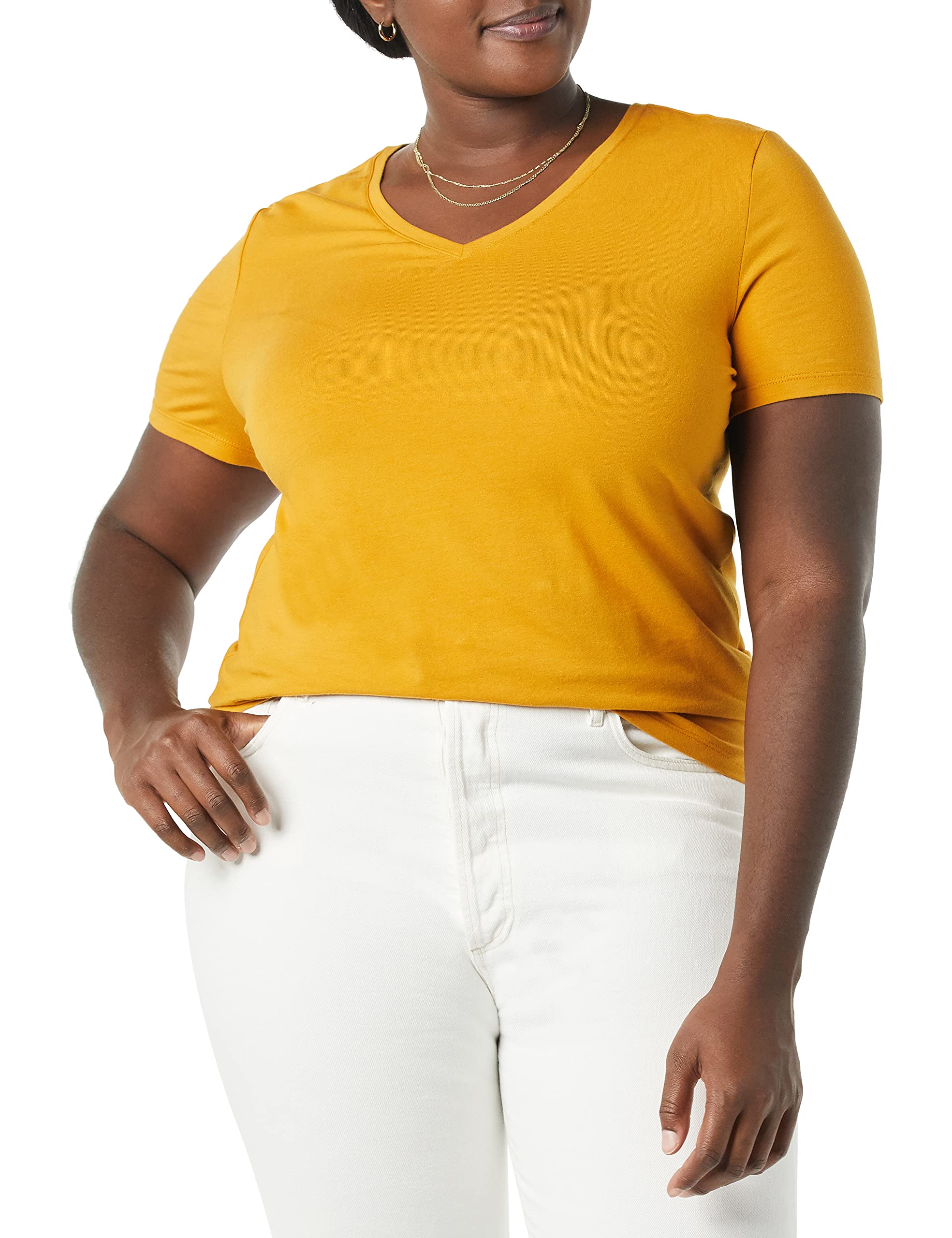 Amazon Essentials T-Shirt con Scollo a v a Maniche Corte con vestibilità Classica Donna, Confezioni Multiple