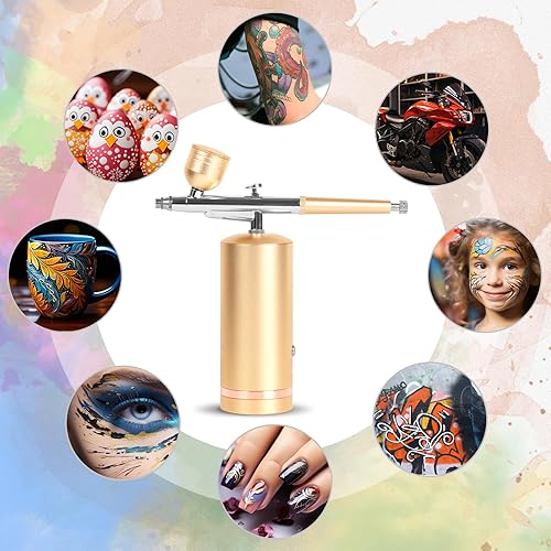 Miniatura 7 de Kit de aerógrafo con compresor - 48PSI recargable inalámbrico sin obstrucción