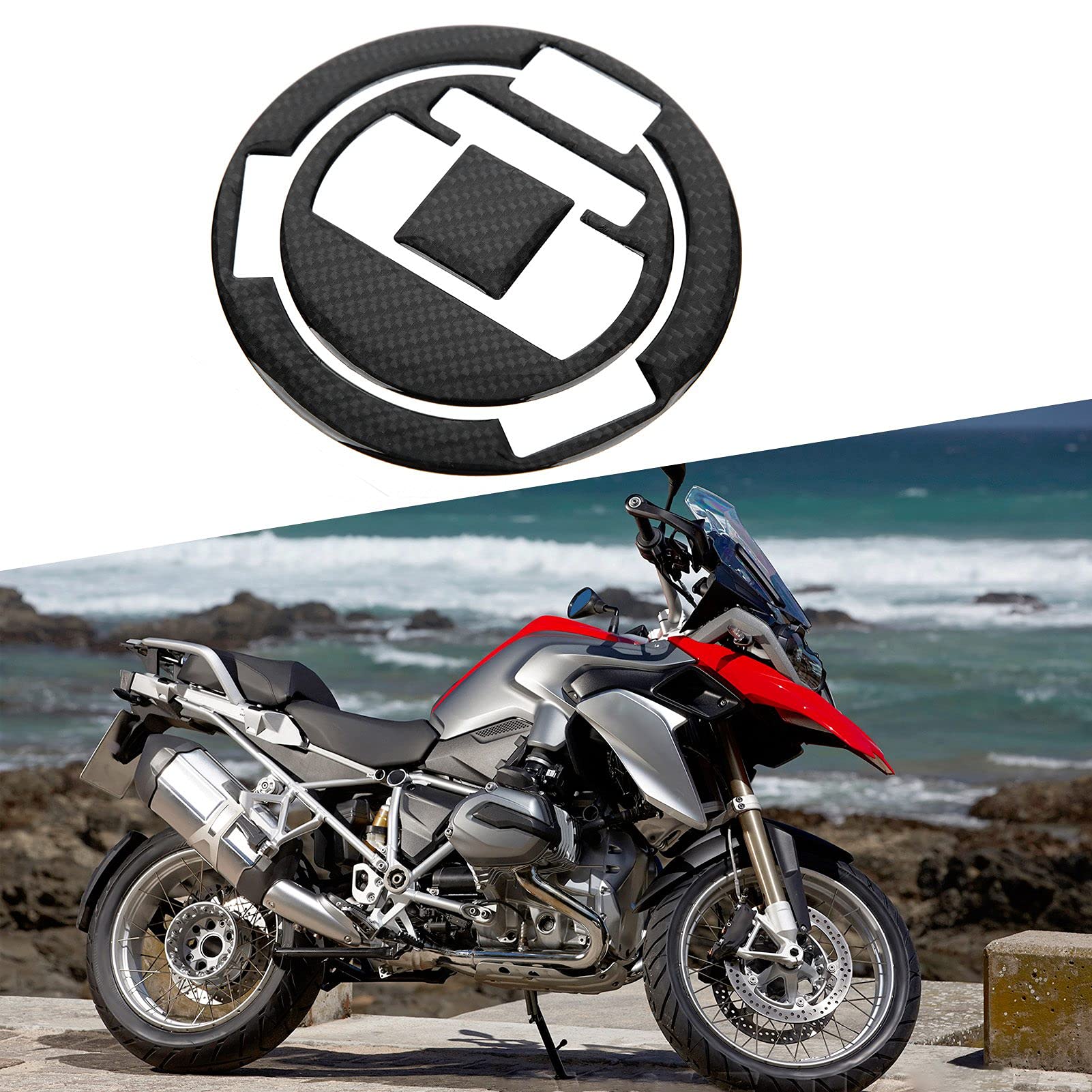 Motorfiets Tankdop Sticker, Fydun Zwart Koolstofvezel Tankpad-stickers