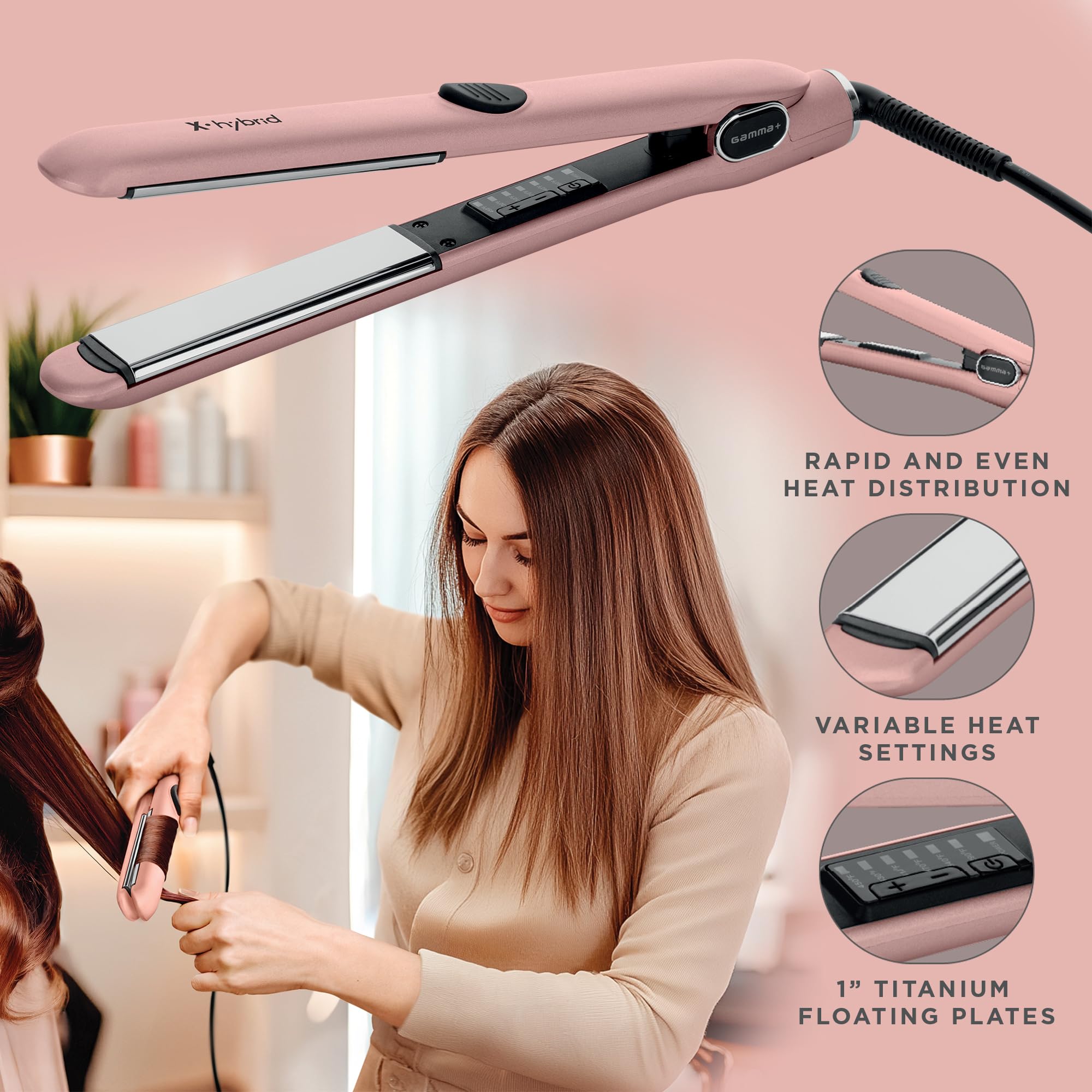 GAMMA+ X-Hybrid 1” Titanium Flat Iron – Italian-Designed
