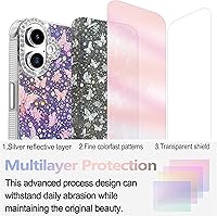 Vista 145 de I-MGAE-IN-AR - Funda diseñada para iPhone 12 y 12 Pro, diseño de mariposa plateada brillante, funda protectora de poliuretano termoplástico, suave