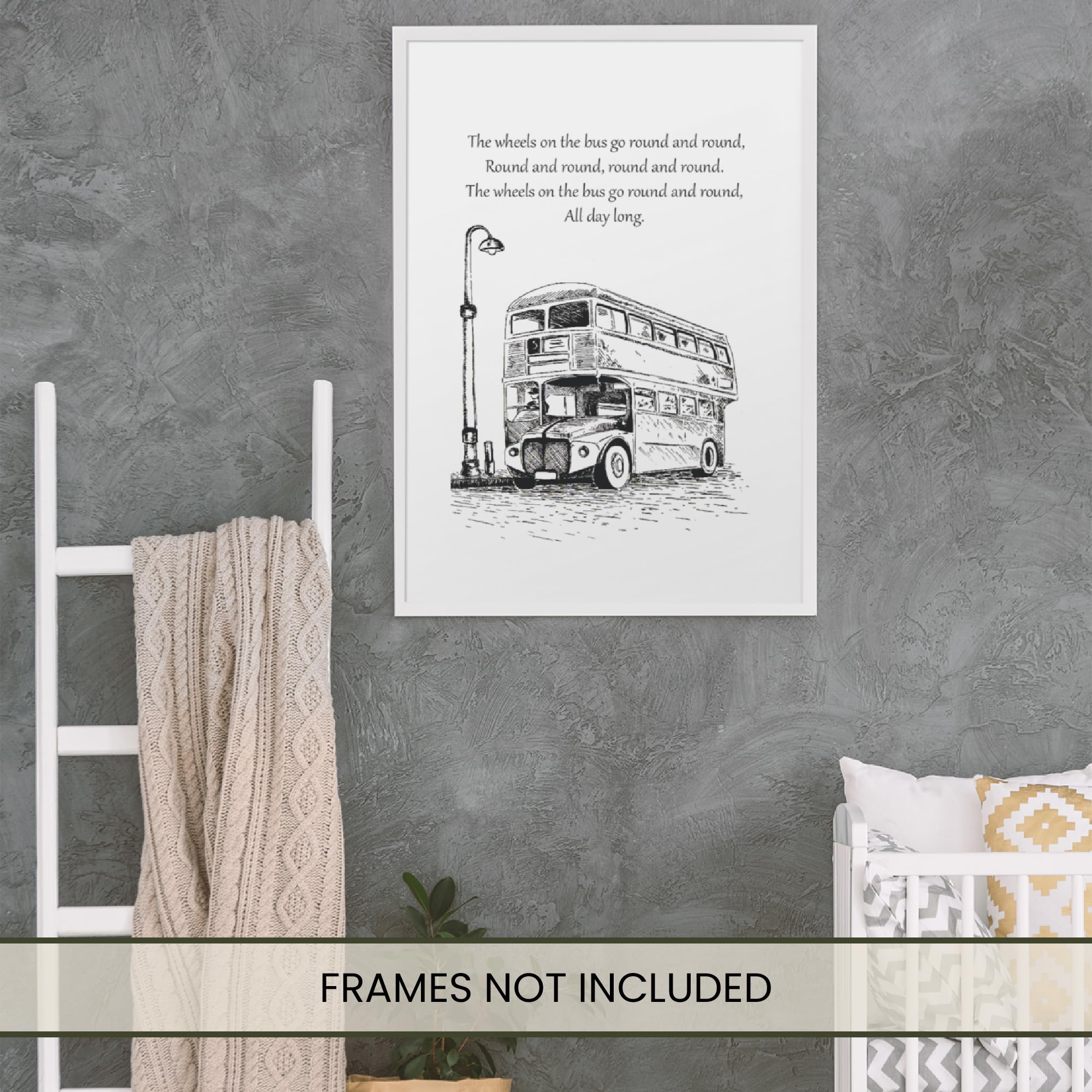 A&M Natural Living Nursery Prints Set Of 10 A4 Nursery Rhyme Prints Unframed in Black & White Baby Nursery Decor Pictures For Wall - Image 4