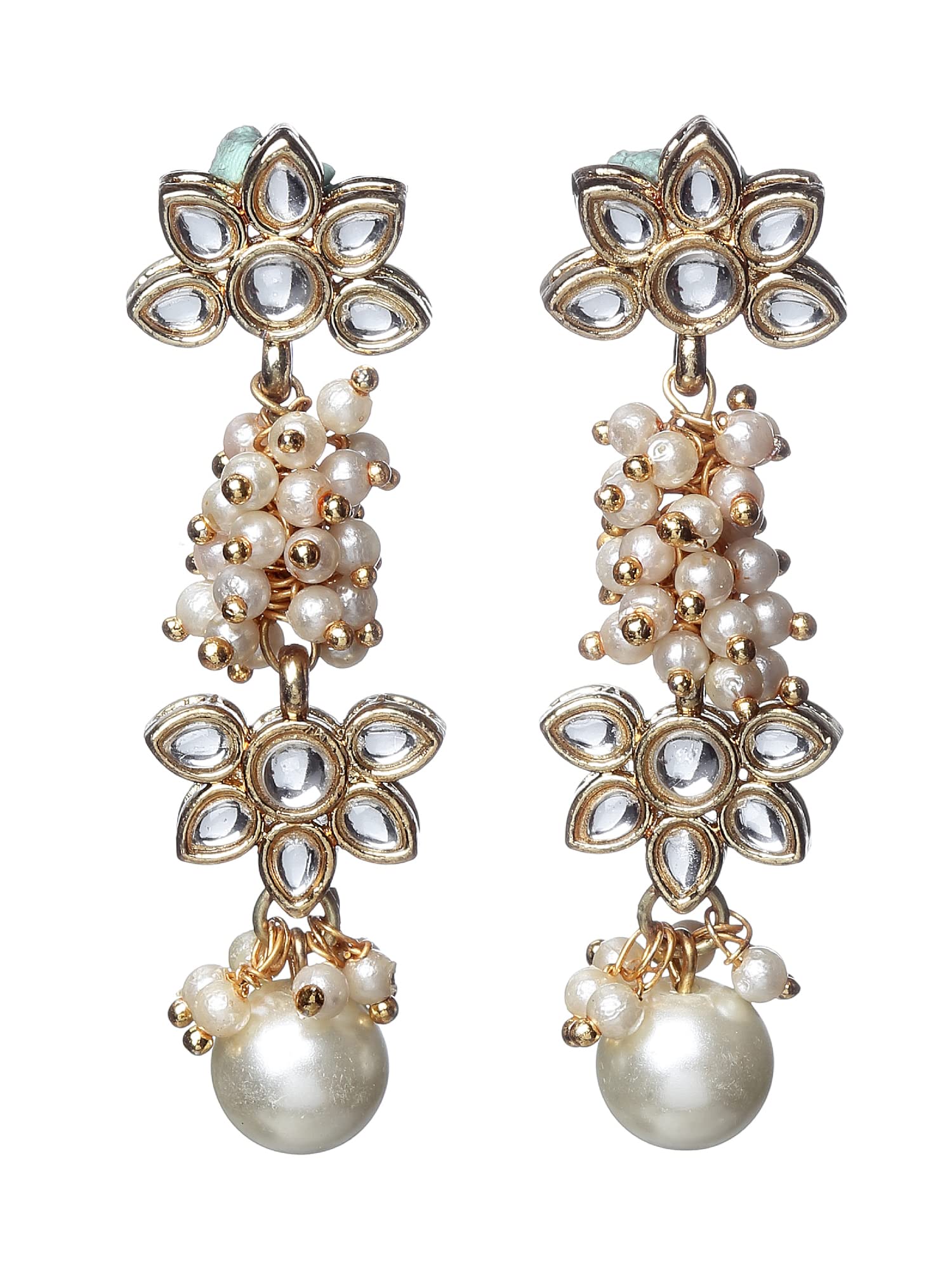 Karatcart Embellished Kundan Floral Shaped Drop Earrings for Women (B09J591N8Q) Amazon Price History, Amazon Price Tracker