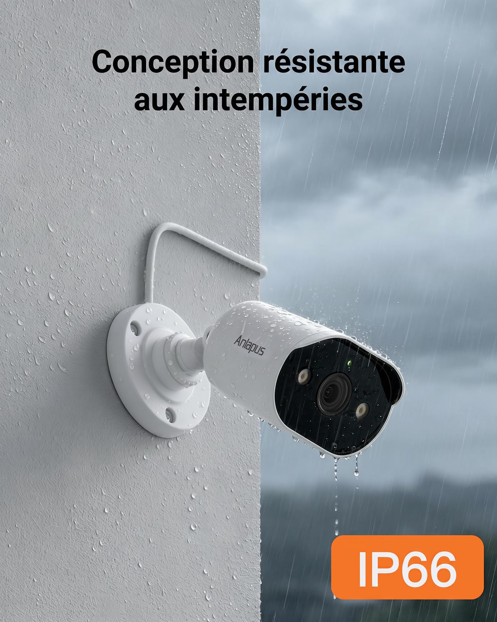 Anlapus Kit de caméras de surveillance PoE 3 MP d'extérieur avec disque dur de 500 Go, système vidéo NVR 8 CH 5 MP, 4 caméras d'extérieur 1296P, détection de personnes et de véhicules, vision nocturne | Détection IA des Personne, Vision Nocturne et Alarme