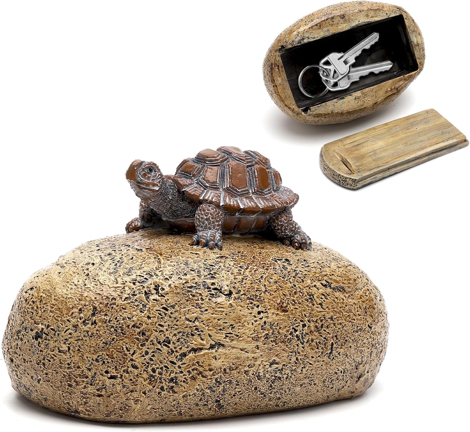 Schlüsselversteck Für Draußen, Stein Schlüsselversteck Schlüsselstein mit Geheimfach, Gefälschter Steins Fühlt Sich An Und Sieht Aus Wie Ein Echter Steins, Schlüsselsafe Aussen (Schildkröte)