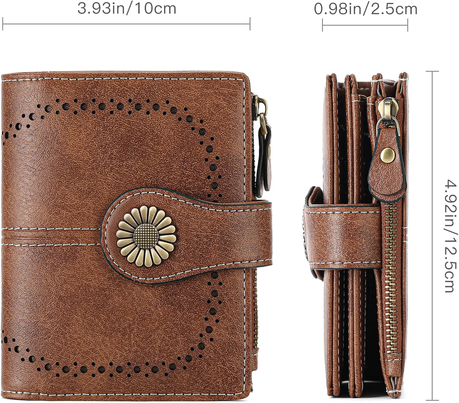 SENDEFN Small Womens Wallet Leather Bifold Card Holder RFID Blocking with Zipper Coin Pocket - Image 3