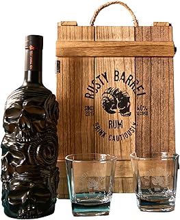 Rusty Barrel Gold Rum Gift Pack - Stylish Wooden Gift Box with two Rusty Barrel rum glasses. For the rum lover. A deluxe, ...