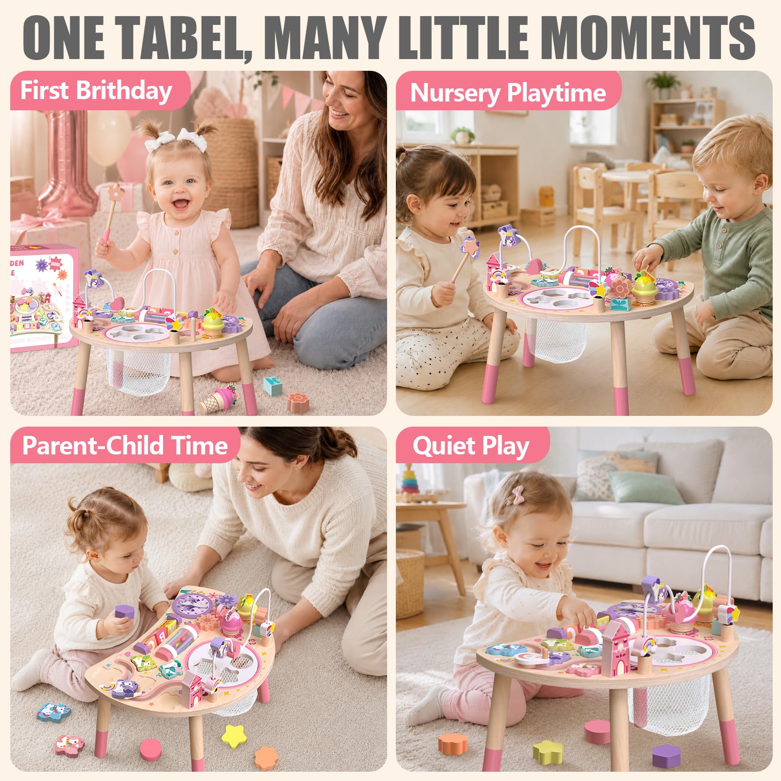 Tavolo Multiattivita Bambini Giochi Montessori 1 Anno Busy Board 10-in-1 | Giocattolo di Apprendimento Sensoriale Unicorno 10-in-1 — Regalo di Compleanno per Bambini di 1, 2 e 3 Anni
