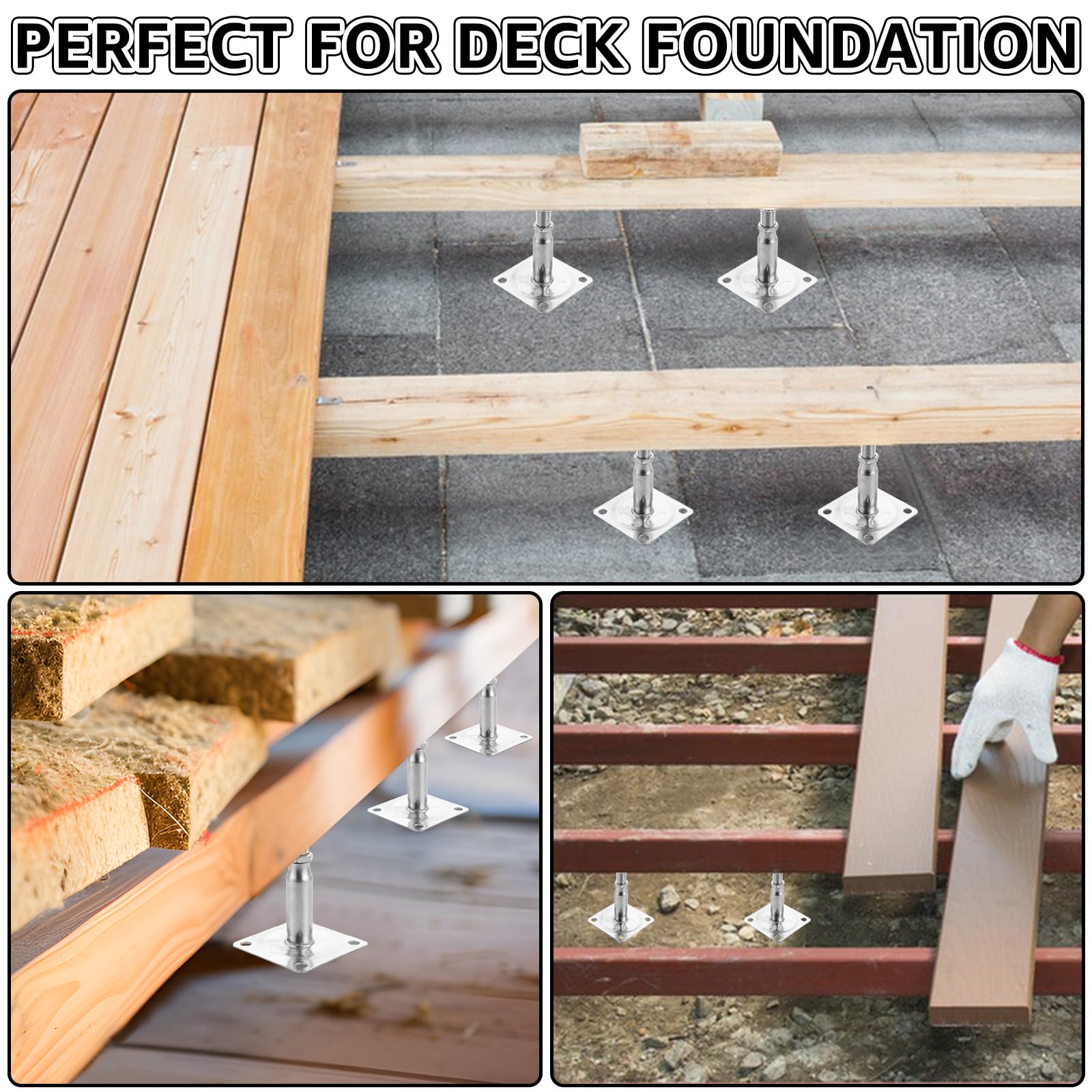 SENENQU 4 Pezzi Supporto per Pali in Legno Regolabile 100-150 Mm, Supporti per Pali in Acciaio Zincato 75x95 Mm, Staffe per Tettoia Esterna, Recinzione, Pergola e Travi