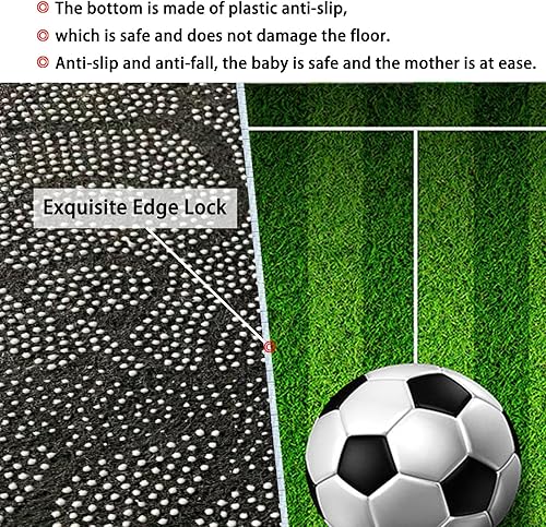 Miniatura 9 de Alfombra de fútbol infantil para dormitorio de niños, alfombra de área de juegos para habitaciones de niños, alfombra de baloncesto antideslizante