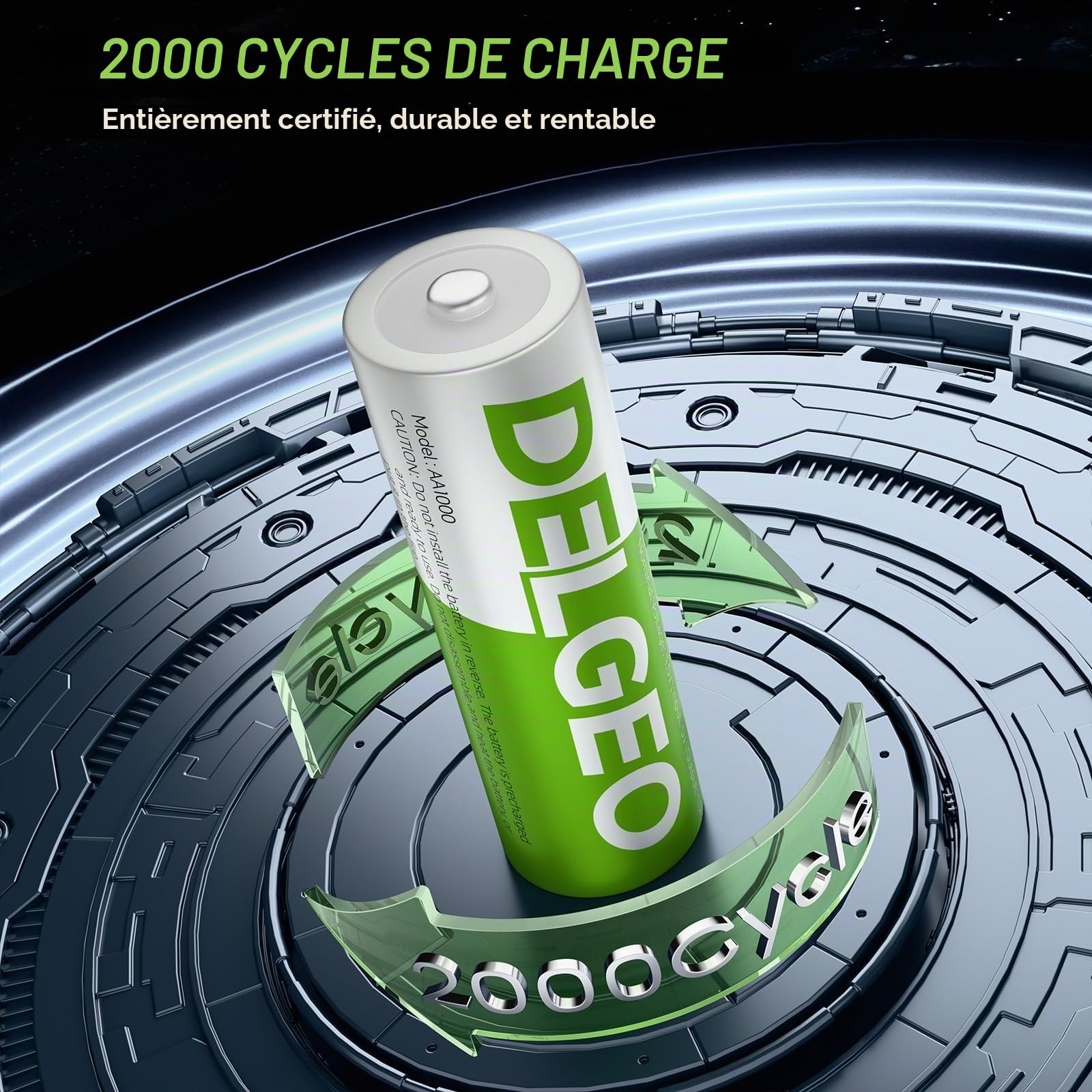 3600mWh Pilas Recargables Lithium 1,5V AA 16 Pack avec Chargeur,2000 Cycles