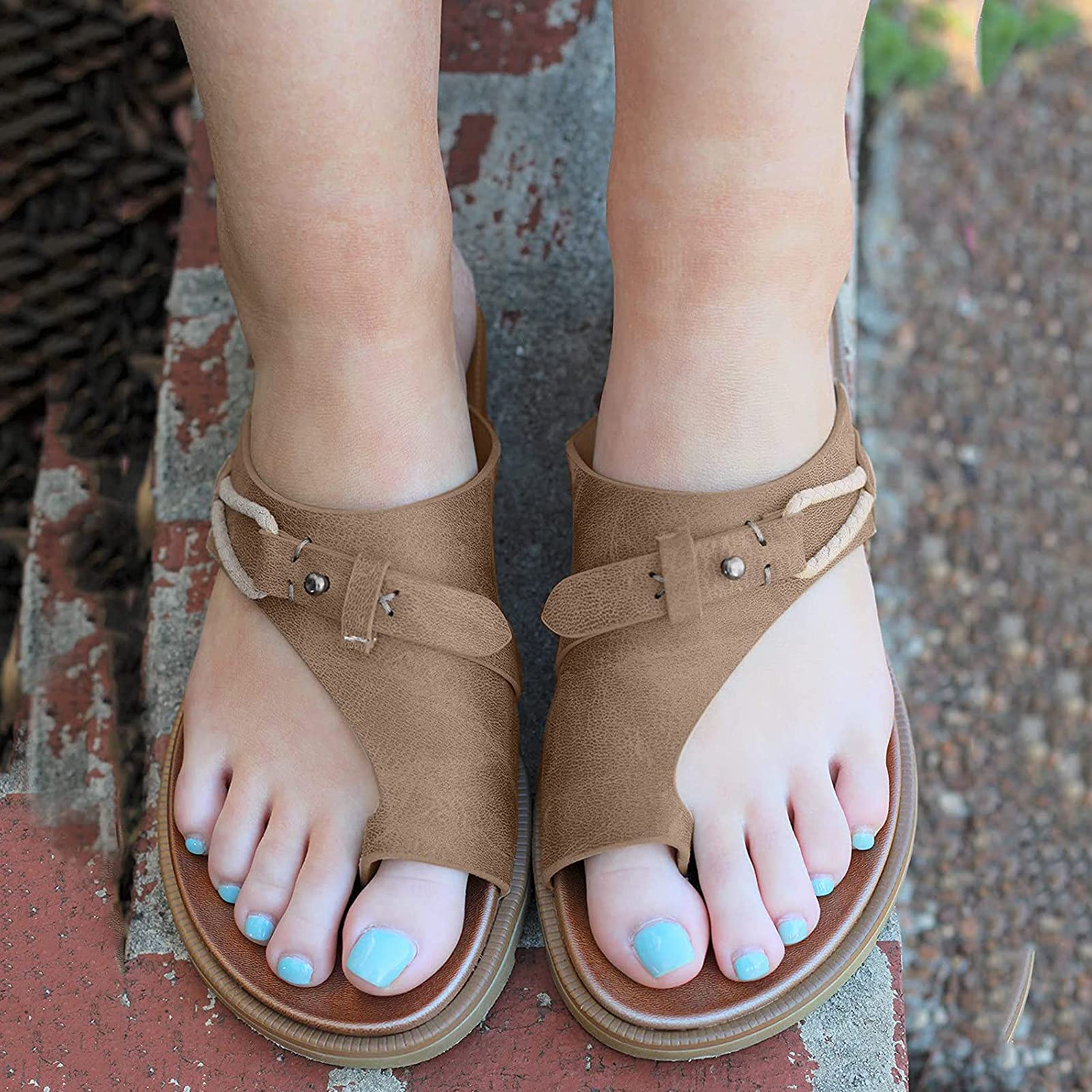 Sandales Femme Été Compensées Orthopédiques Confortables - Mules Cuir Nu-pieds Plage Et Randonnée