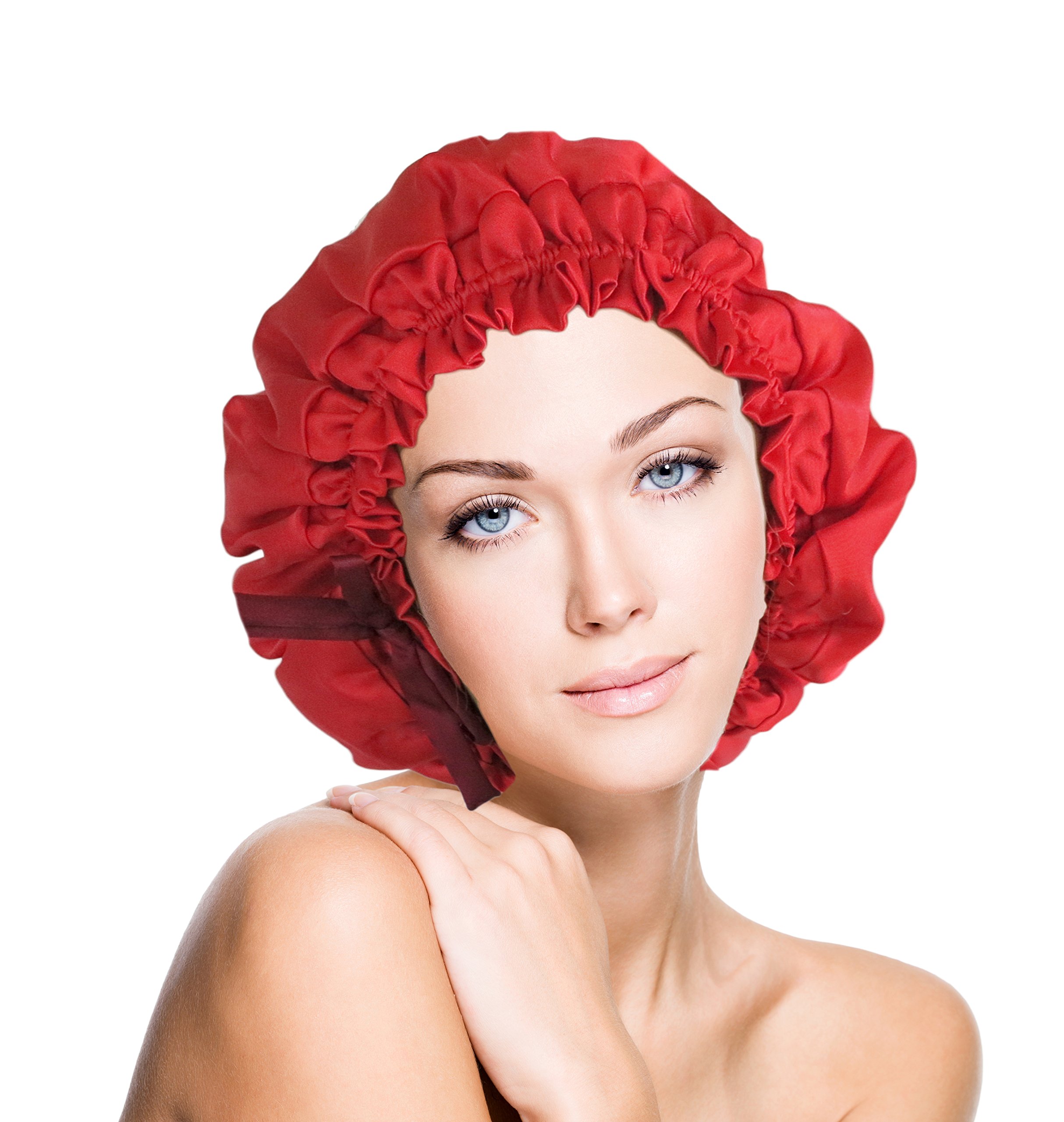 vangobeautyvangobeauty Silk Sleep Cap Bonnet Hat Adjustable Sexy Bright Red