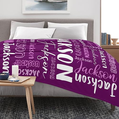 Miniatura 4 de Manta personalizada con nombre para adultos, manta de franela con nombre personalizado para niños y niños, Manta personalizada para regalo de