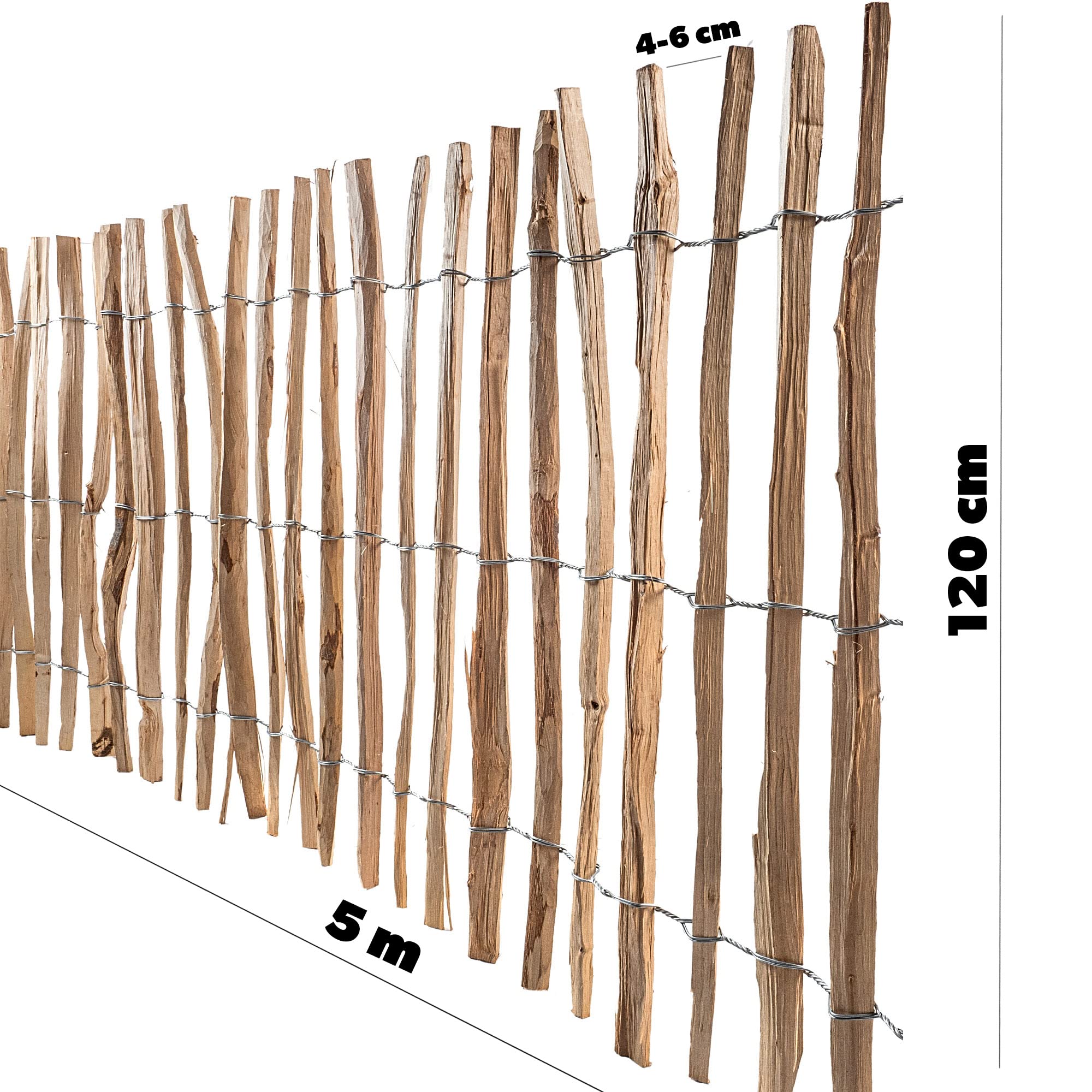 KADAX Valla de avellano, Valla de Madera de Avellana, Valla de jardín en Diferentes tamaños, apilamiento Resistente a la Intemperie, Producto Natural ((4-6 cm) 120 x 500 cm)