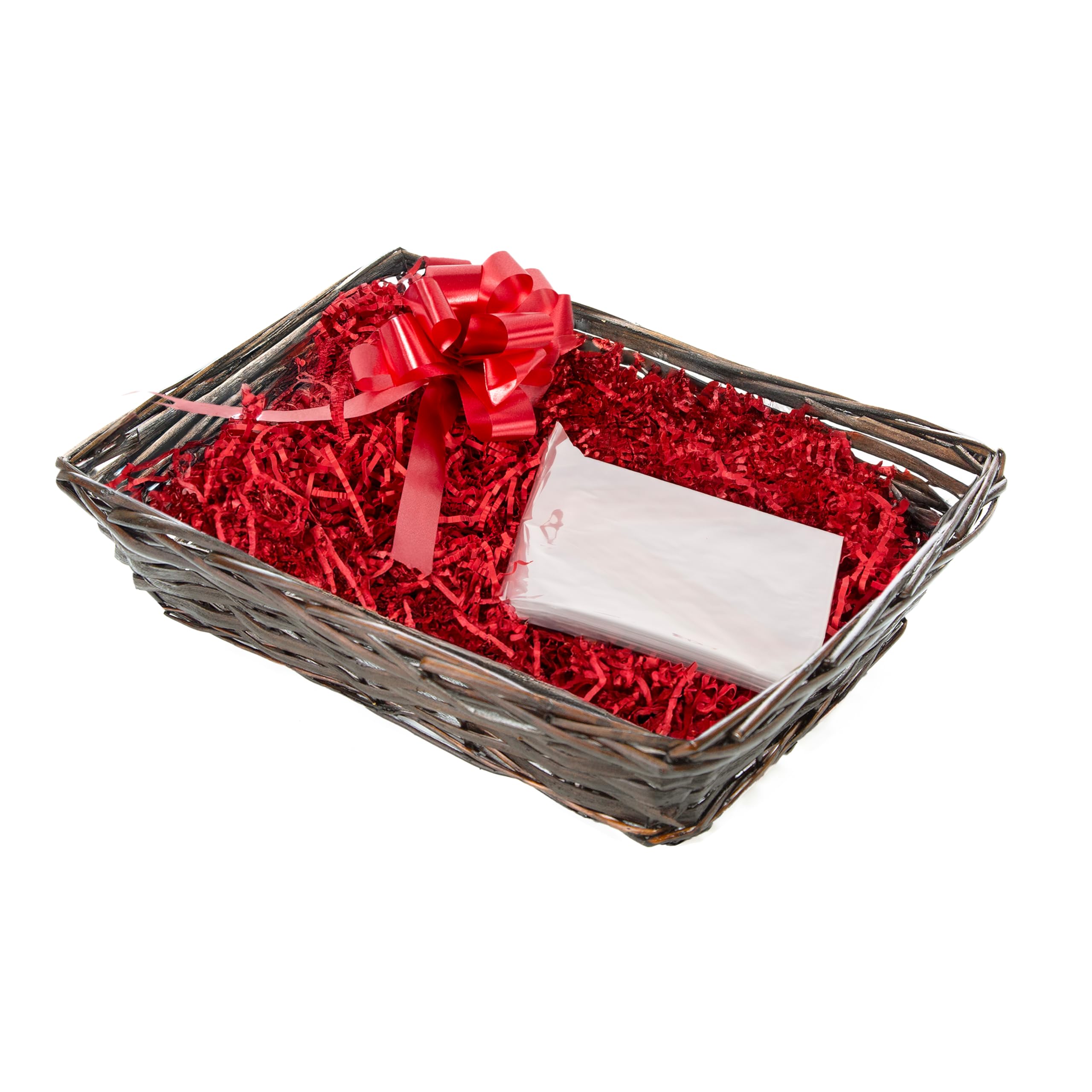 Brown Wicker Basket for Hampers Make You Own Gift Hamper Kit Birthday Christening Wedding Christmas Gifts Hampers (Red)