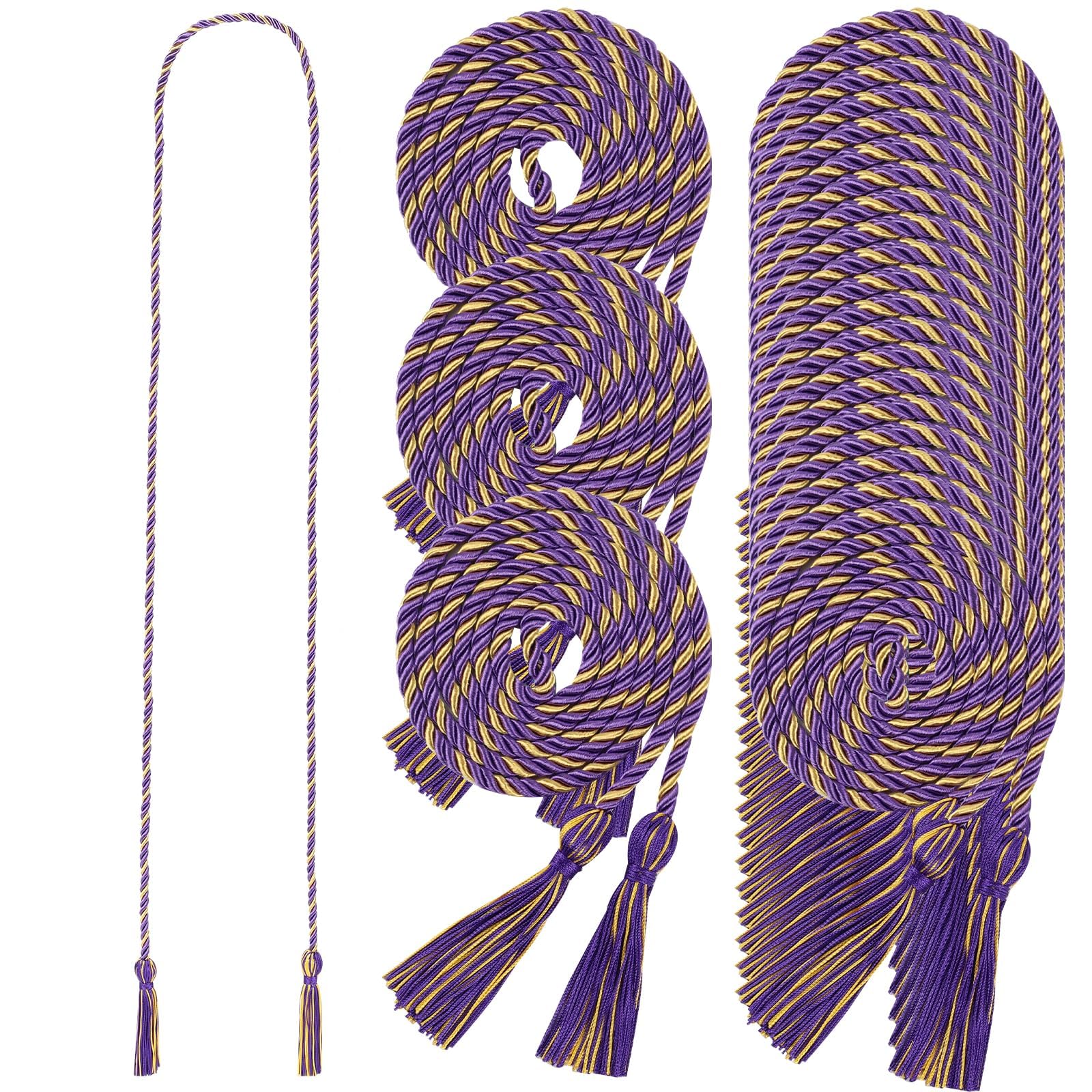 Cordons d'honneur violets et dorés de 172 cm pour diplômés du bac au doctorat (lot de 24)